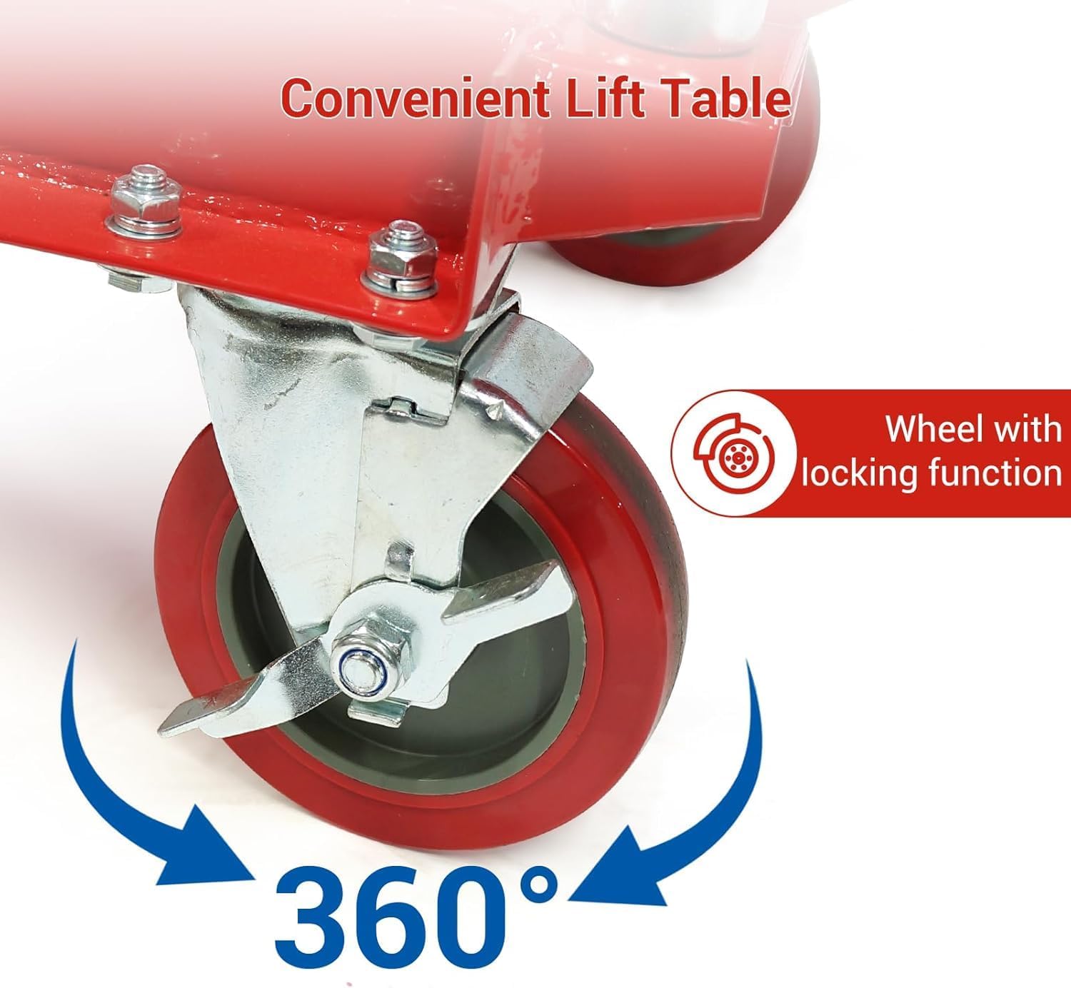 500LBS Hydraulic Lift Table Cart, 30" Lifting Height., Double Scissor Lift Table with 4 Wheels and Non-Slip Pad, Hydraulic Scissor Lift Table for Material Handling and Transportation