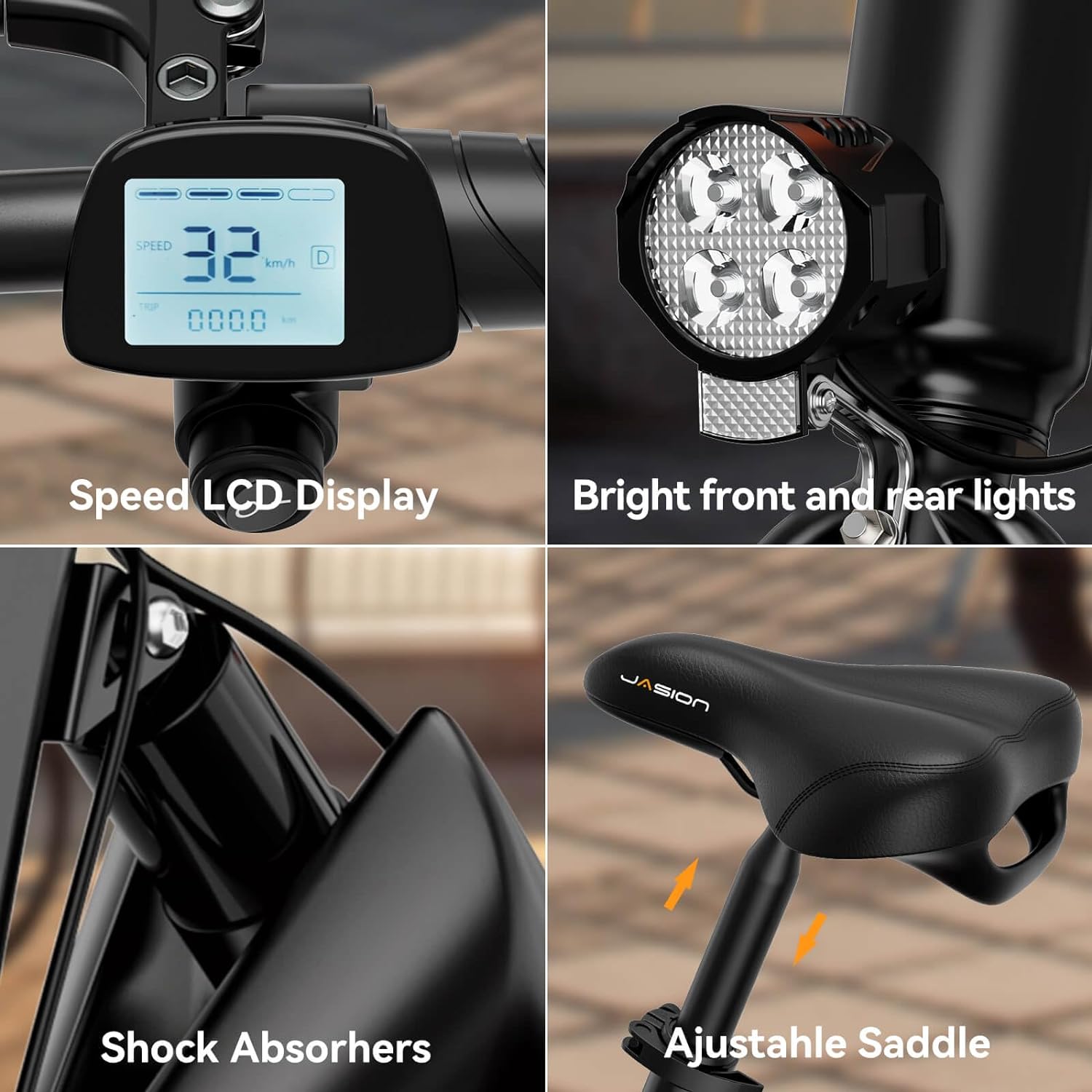 EB3 Electric Bike Adults 21mph, 500W Peak Motor, 270Wh Battery, Rear Suspension, 3 Levels Assist, 14" Folding Ebike for Adults and Teens, Complies to UL2849