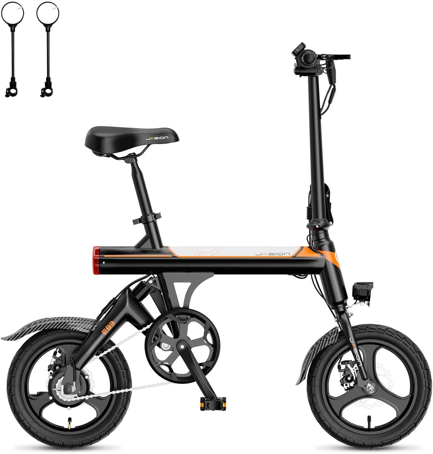 EB3 Electric Bike Adults 21mph, 500W Peak Motor, 270Wh Battery, Rear Suspension, 3 Levels Assist, 14" Folding Ebike for Adults and Teens, Complies to UL2849
