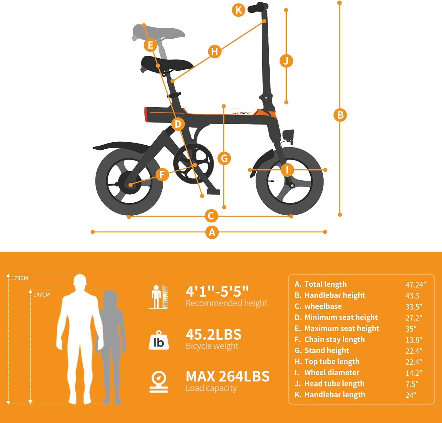 EB3 Electric Bike Adults 21mph, 500W Peak Motor, 270Wh Battery, Rear Suspension, 3 Levels Assist, 14" Folding Ebike for Adults and Teens, Complies to UL2849
