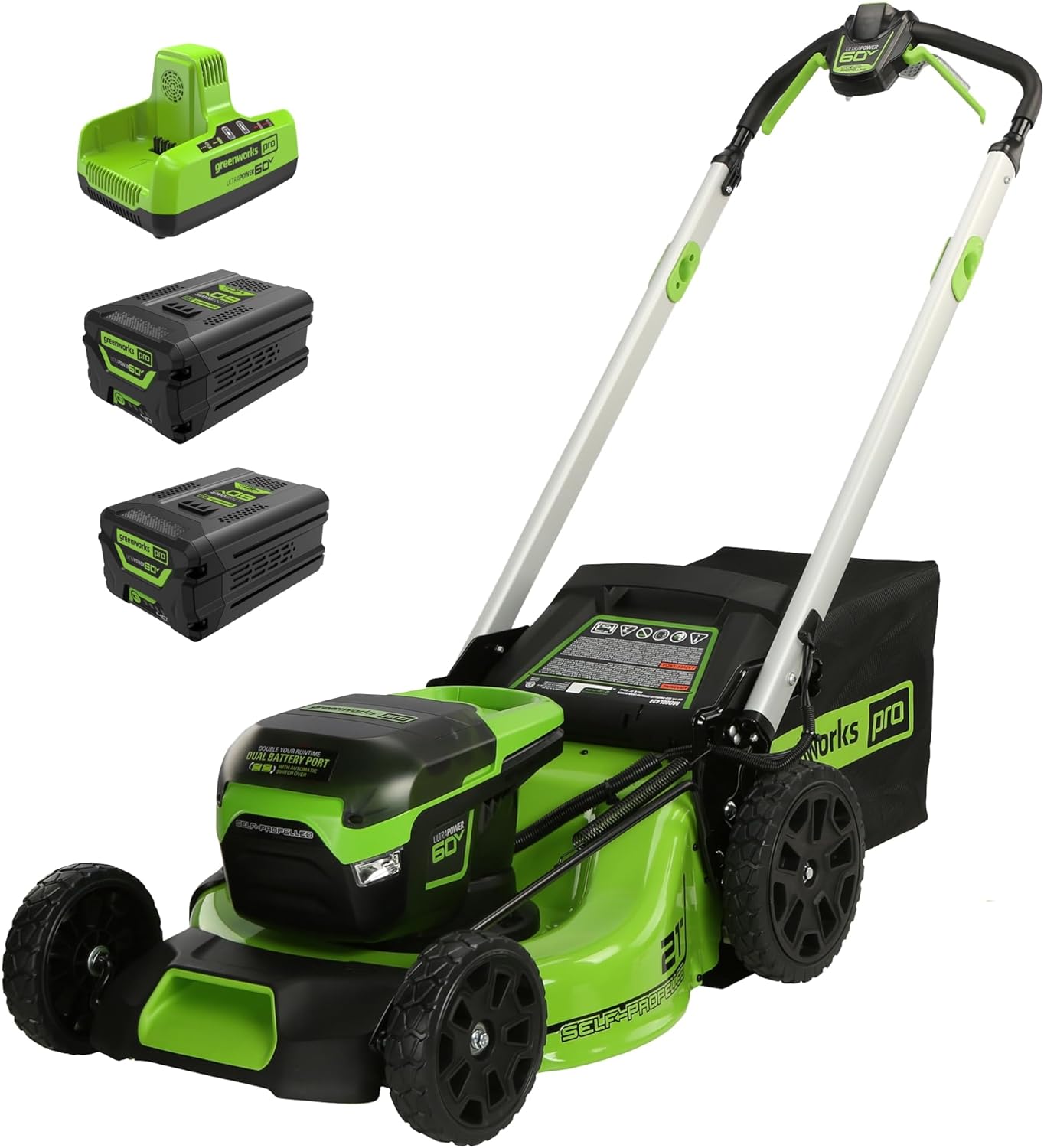 60V 21” Cordless (Self-Propelled) Lawn Mower , 2 x 4.0Ah Batteries and Dual Port Rapid Charger