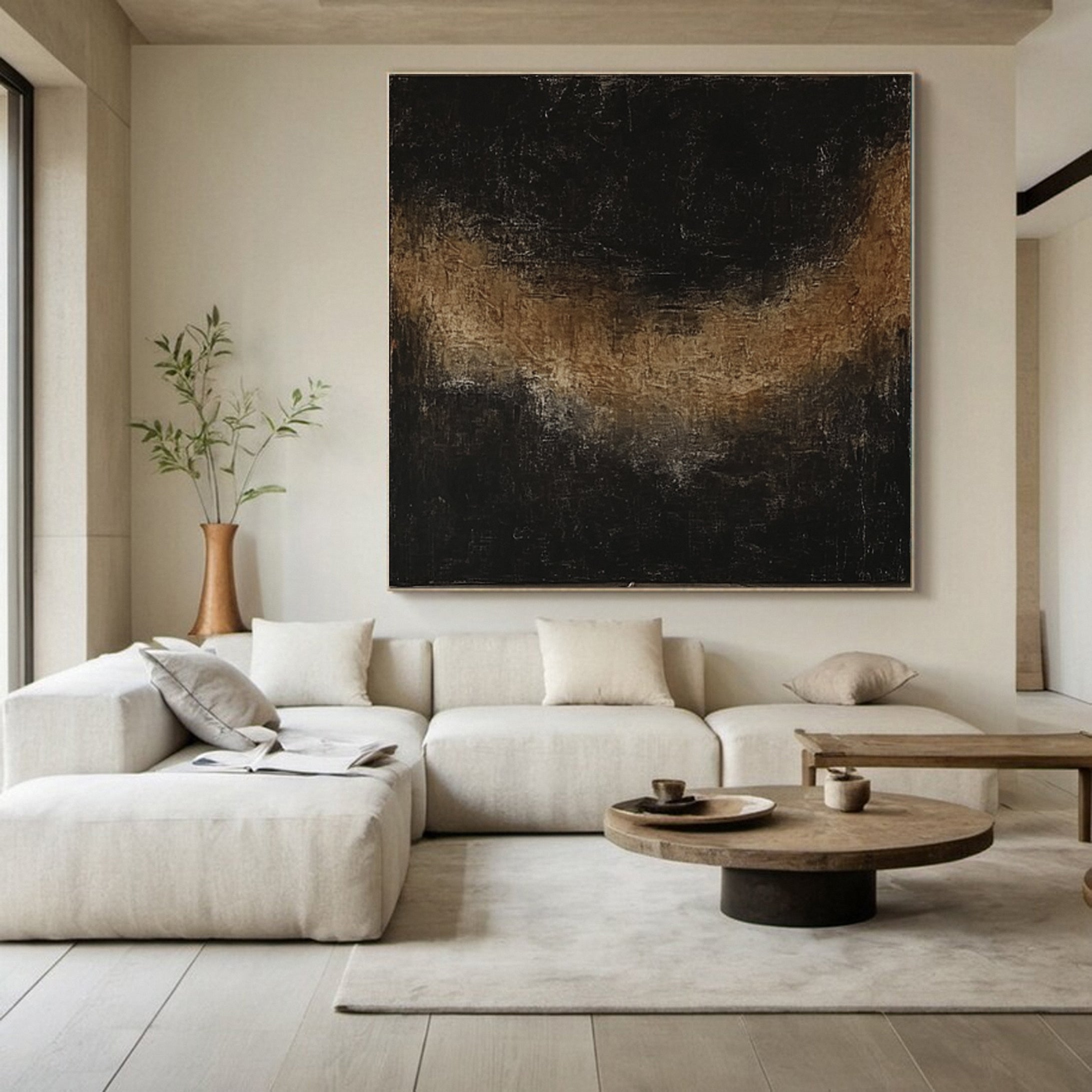 Sculptural Black Textured Wall Art for Minimalist Decor #BM 090