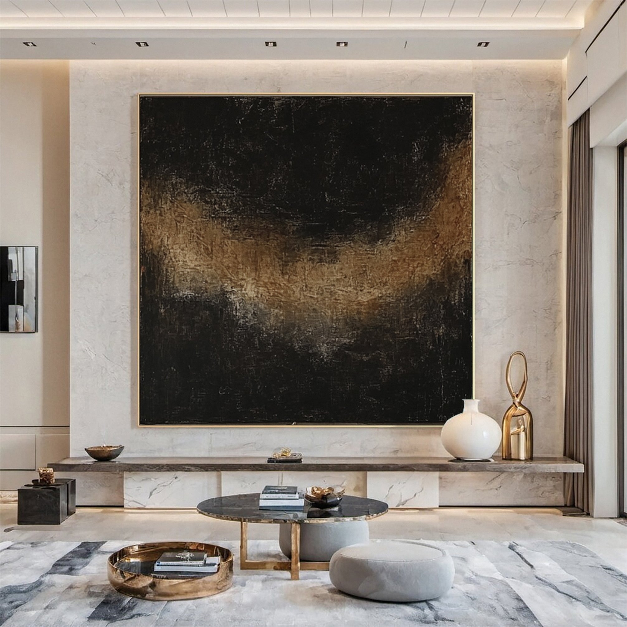 Sculptural Black Textured Wall Art for Minimalist Decor #BM 090