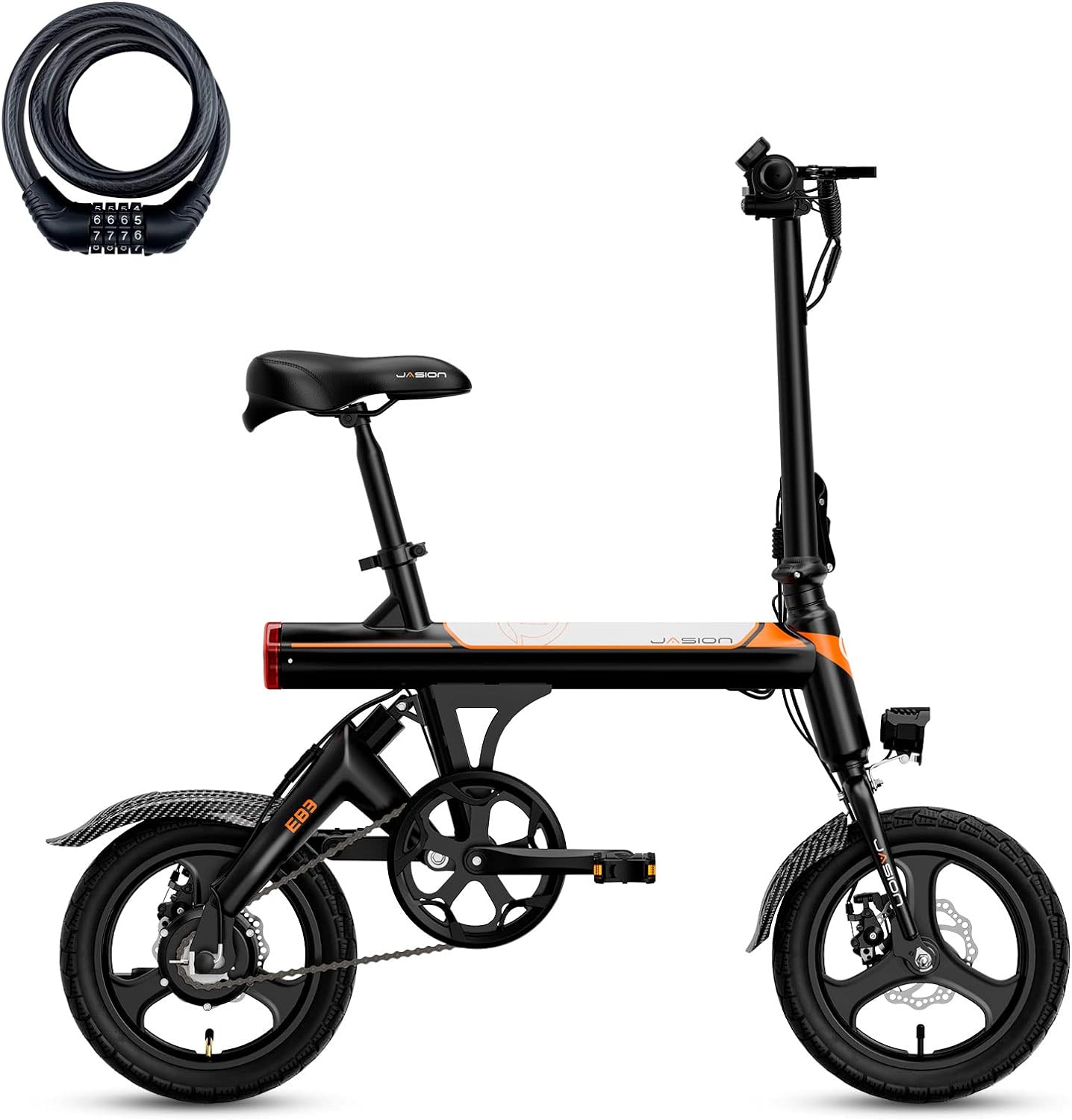 EB3 Electric Bike Adults 21mph, 500W Peak Motor, 270Wh Battery, Rear Suspension, 3 Levels Assist, 14" Folding Ebike for Adults and Teens, Complies to UL2849