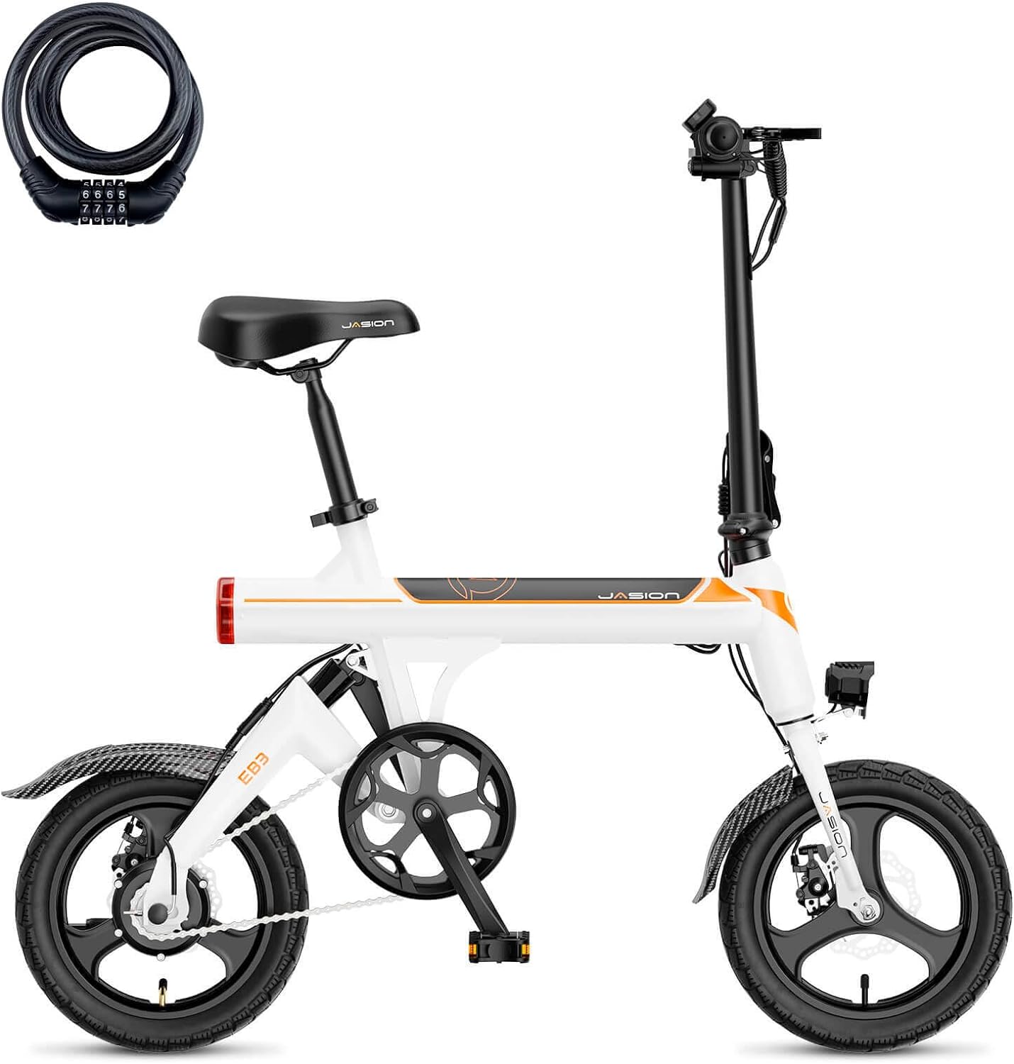 EB3 Electric Bike Adults 21mph, 500W Peak Motor, 270Wh Battery, Rear Suspension, 3 Levels Assist, 14" Folding Ebike for Adults and Teens, Complies to UL2849