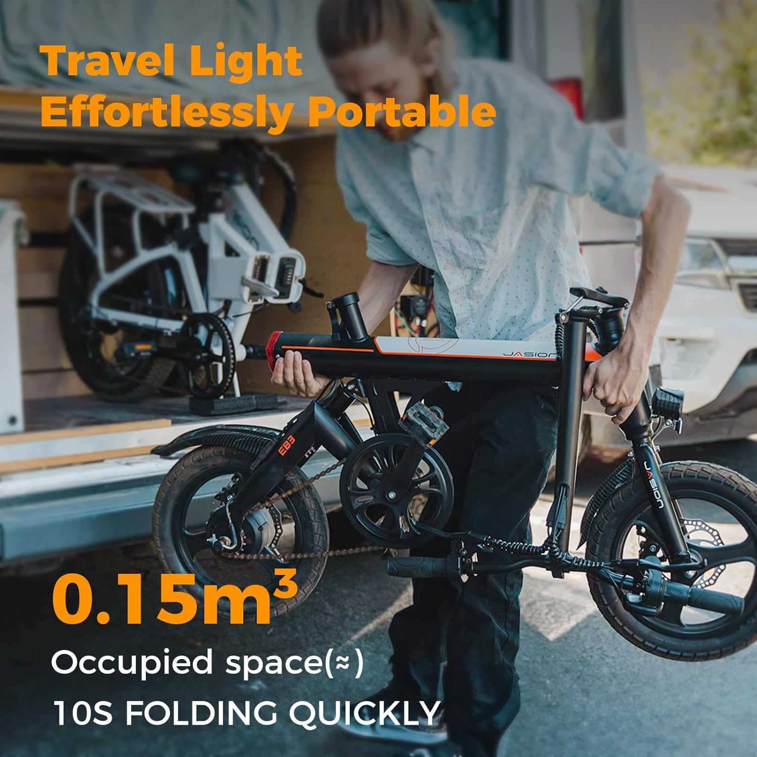 EB3 Electric Bike Adults 21mph, 500W Peak Motor, 270Wh Battery, Rear Suspension, 3 Levels Assist, 14" Folding Ebike for Adults and Teens, Complies to UL2849