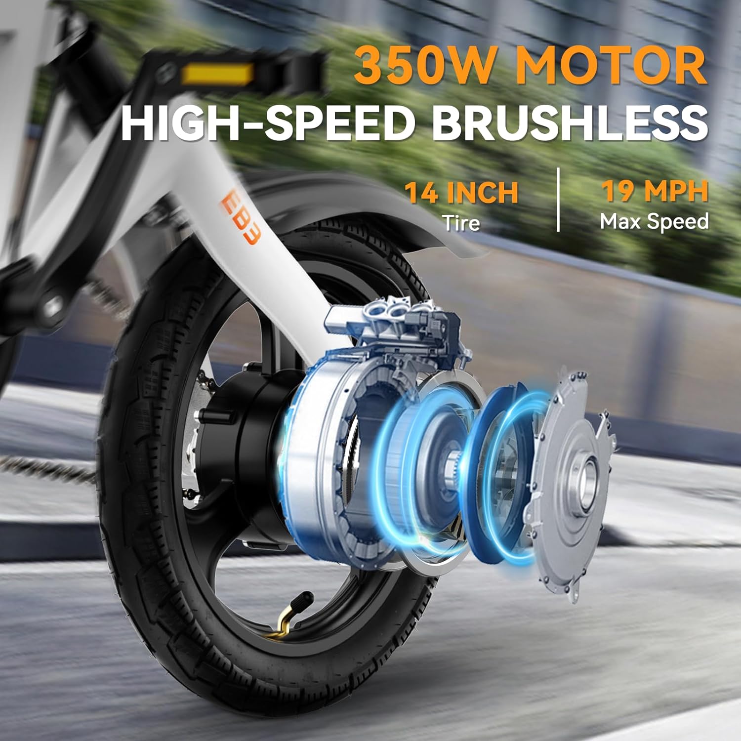 EB3 Electric Bike Adults 21mph, 500W Peak Motor, 270Wh Battery, Rear Suspension, 3 Levels Assist, 14" Folding Ebike for Adults and Teens, Complies to UL2849