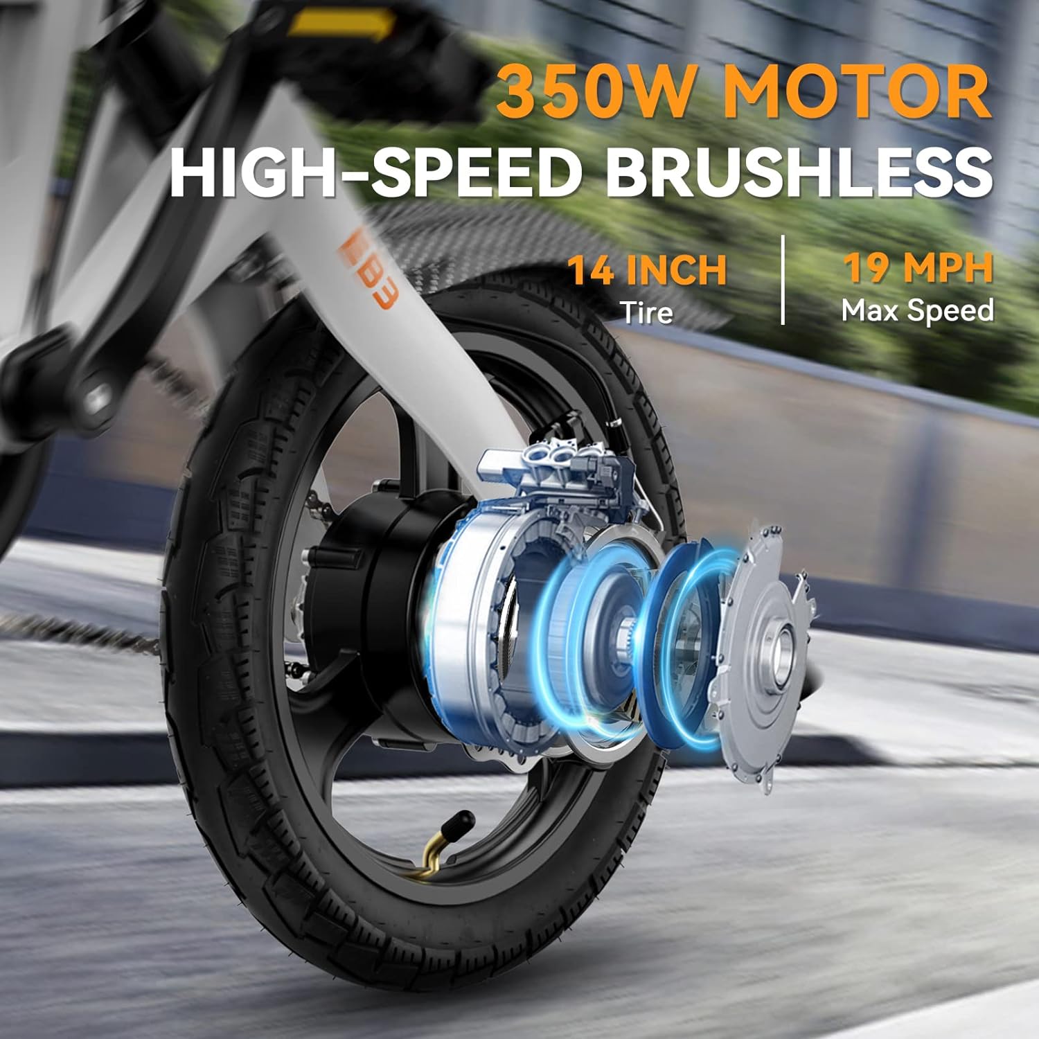 EB3 Electric Bike Adults 21mph, 500W Peak Motor, 270Wh Battery, Rear Suspension, 3 Levels Assist, 14" Folding Ebike for Adults and Teens, Complies to UL2849