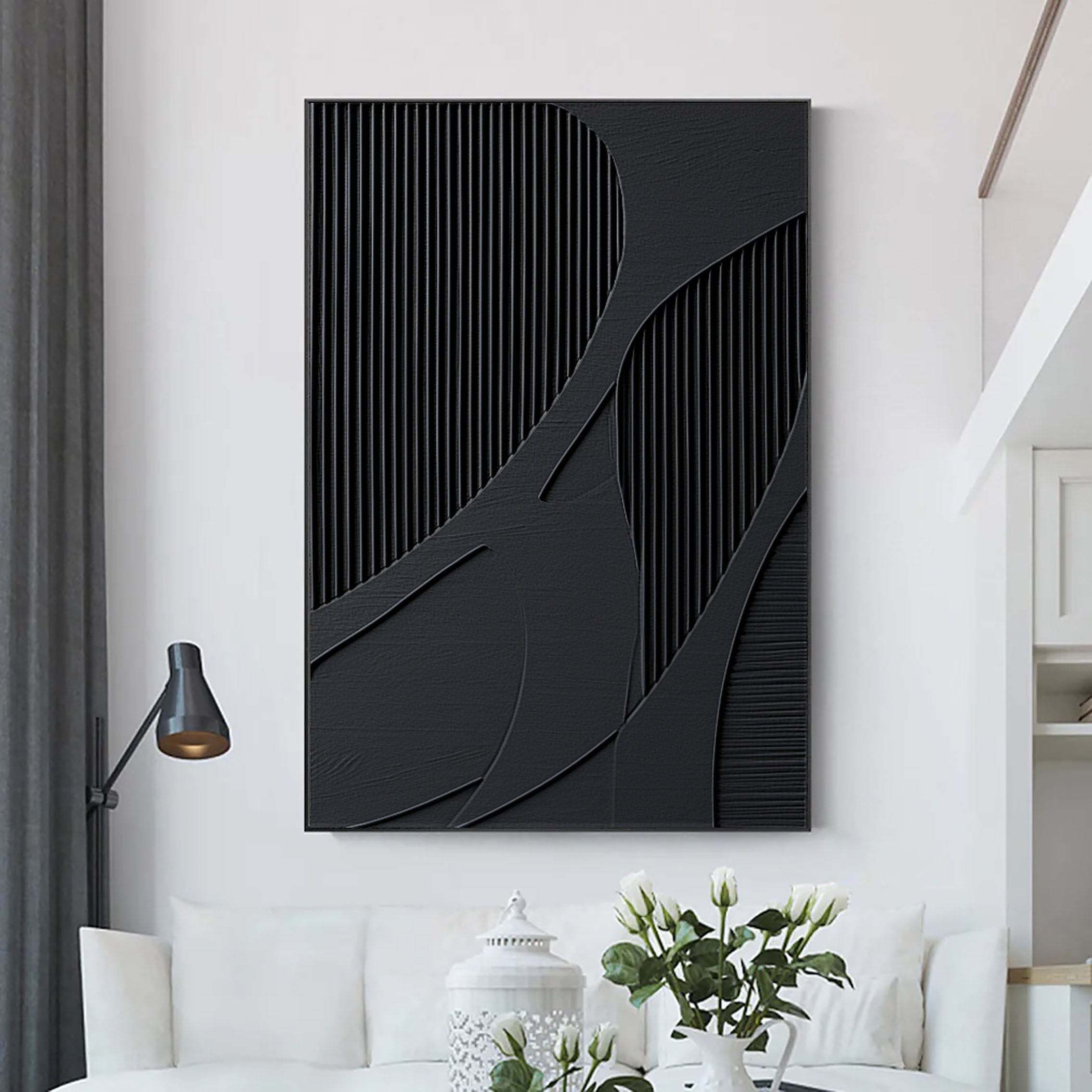 Black & White Abstract Painting #CXA 006