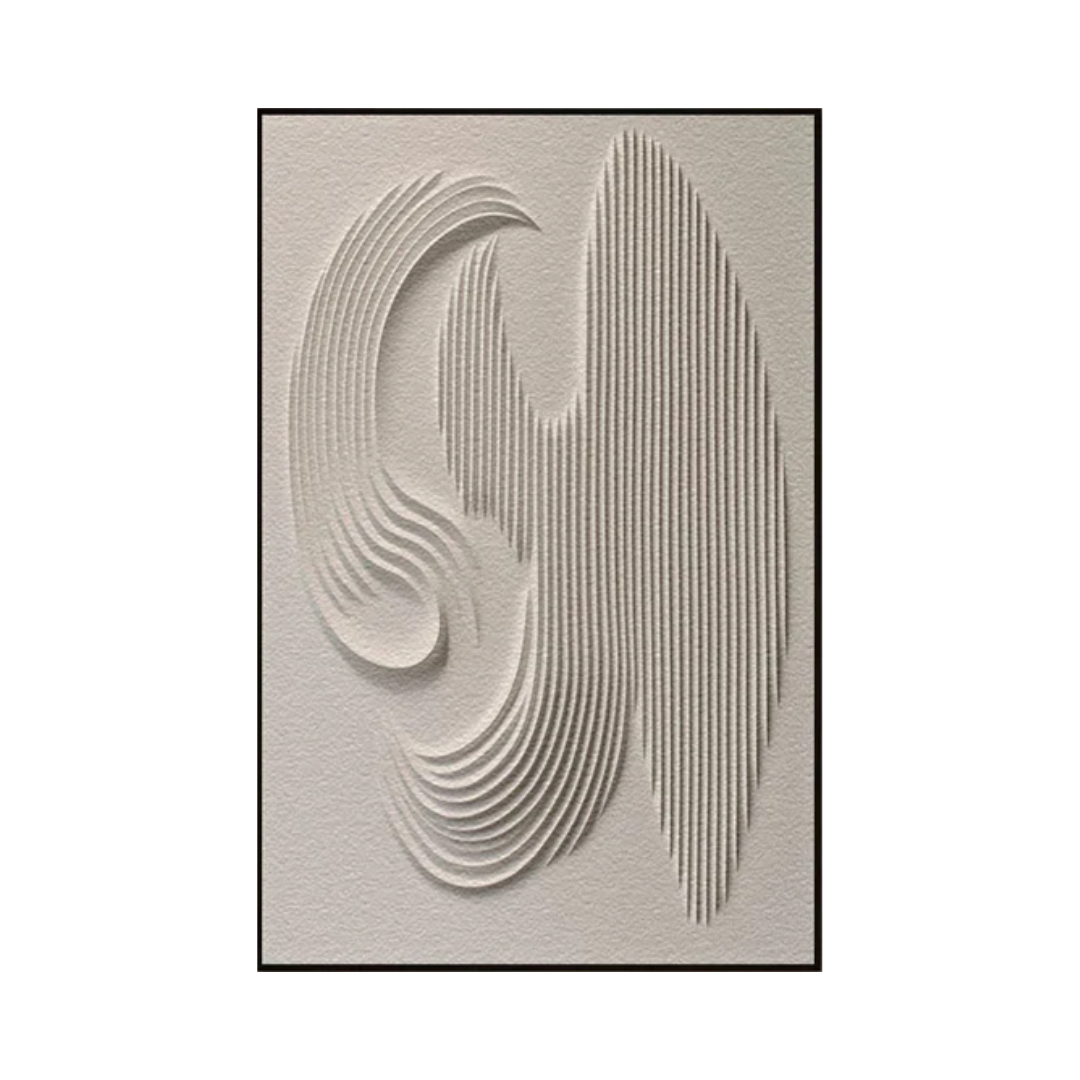3D Textured Wall Art with Organic Waves in Minimalist Neutral Tones #BBM 022