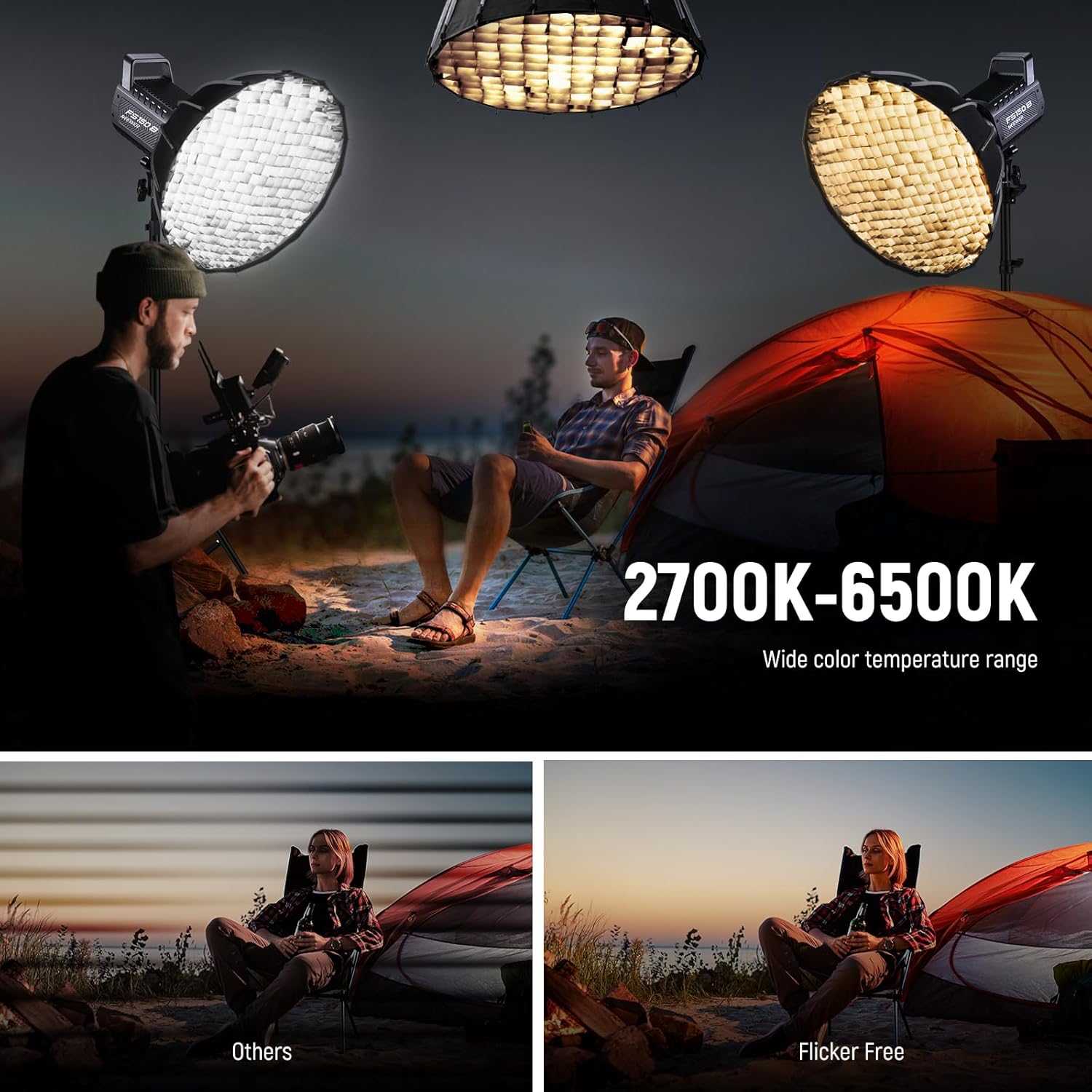 130W RGB LED Video Light APP/2.4G Control 17 Effects, 2500-7500K 19800lux/1m COB Continuous Lighting Output with CRI97/TLCI98 4 Dimming Curves, Spotlight for Studio Shoots, FS150C