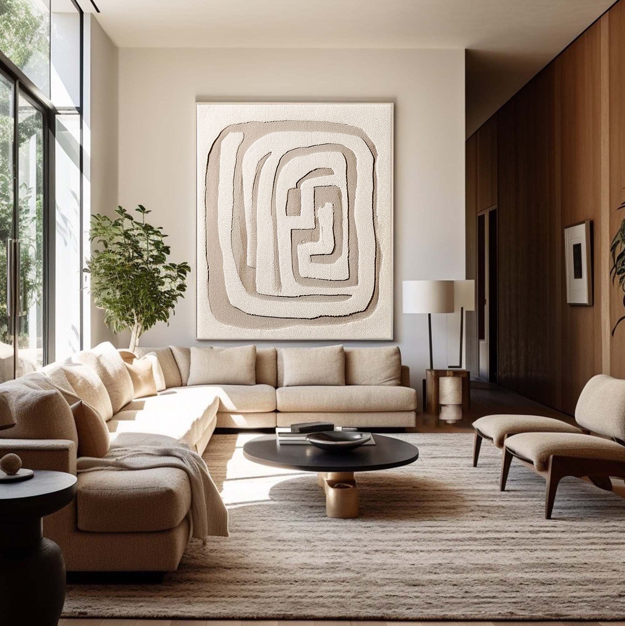 Beige & Brown Abstract Painting #CXA 015