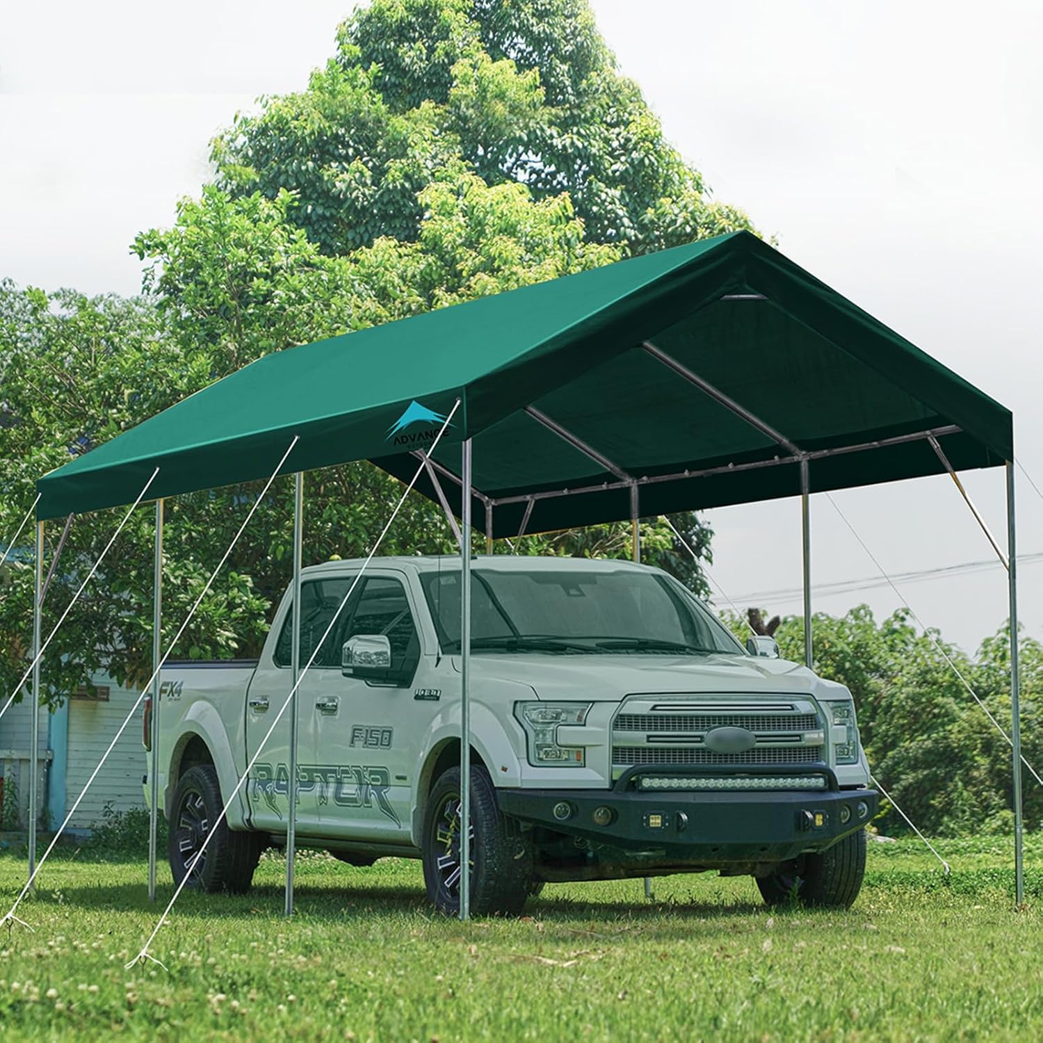 ADVANCE OUTDOOR 10x20 ft Heavy Duty Carport Potable Car Canopy Garage Party Tent Boat Shelter, Adjustable Height from 9.5 ft to 11 ft, Beige