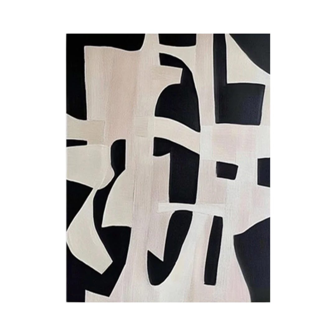 Geometric Symphony Black & White Abstract Canvas #BWA 006