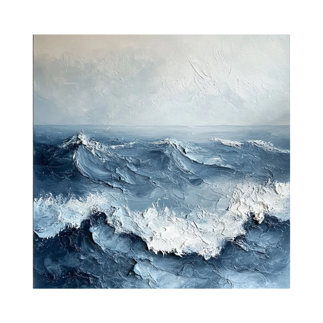 Dynamic Ocean Wave Canvas Art Textured Sea Painting #OS 075