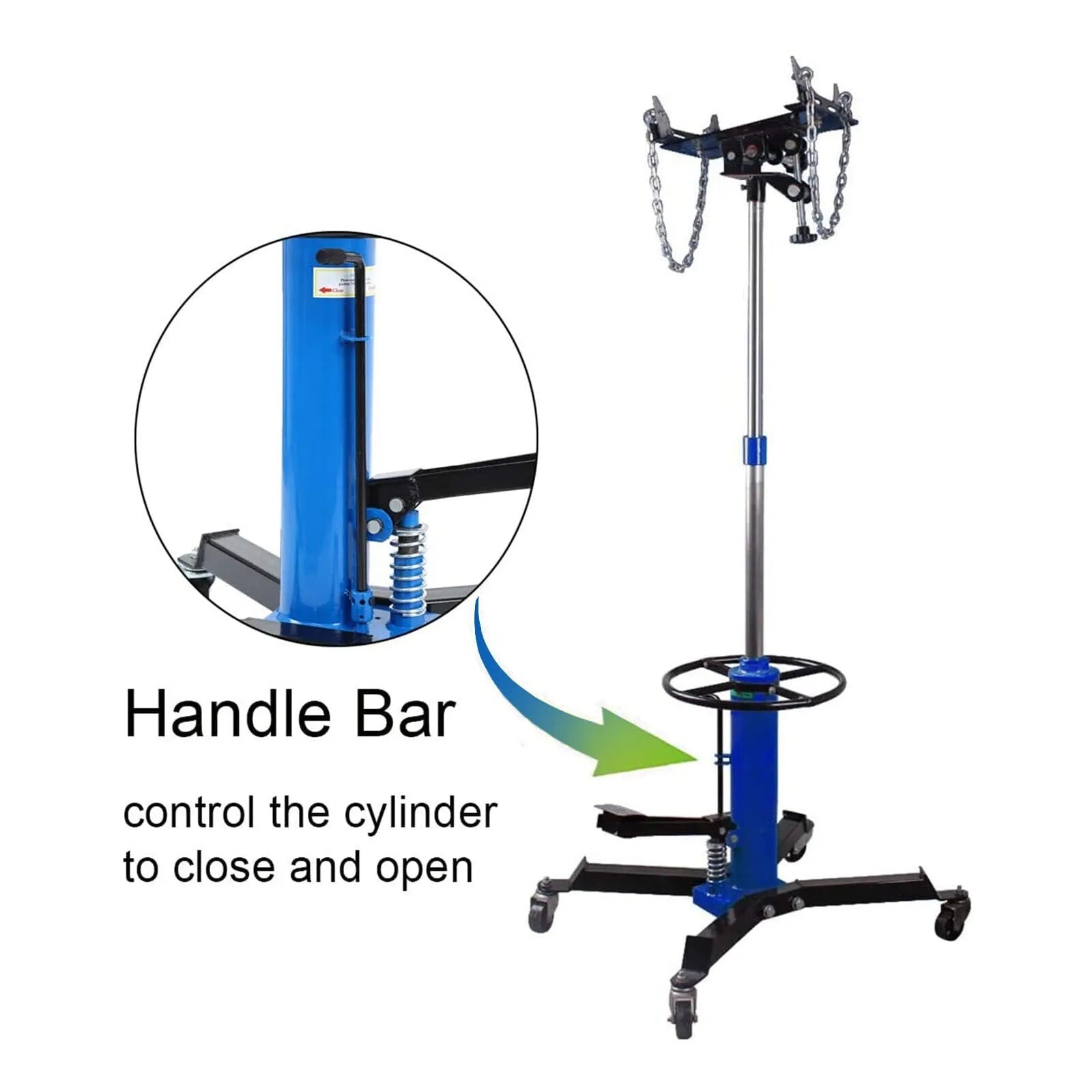 1660 Pounds Hydraulic Car Transmission Jack Vertical Lift with 360° Swivel Wheel Pedal ,Blue,33"-70"(0.75Ton)