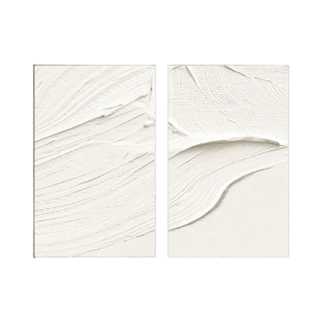White Minimalist Abstract Painting SET OF 2 #AVG 023