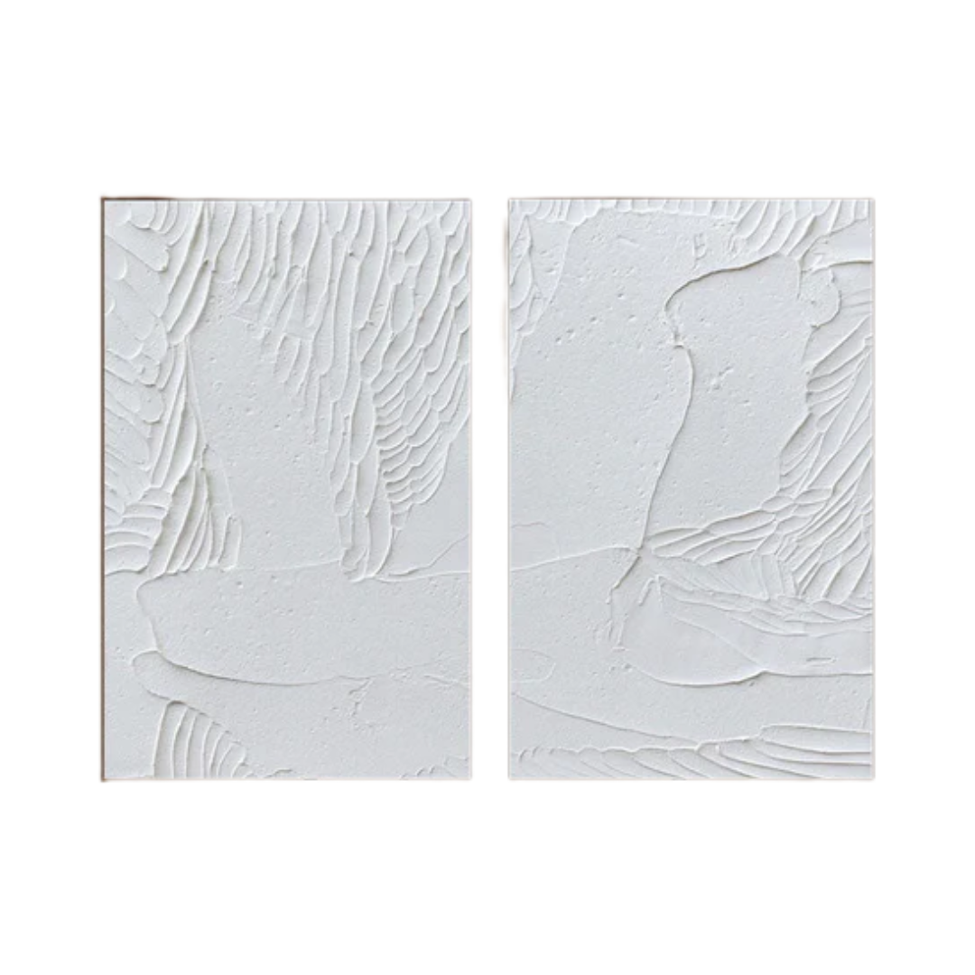 White Minimalist Abstract Painting SET OF 2 #AVG 020