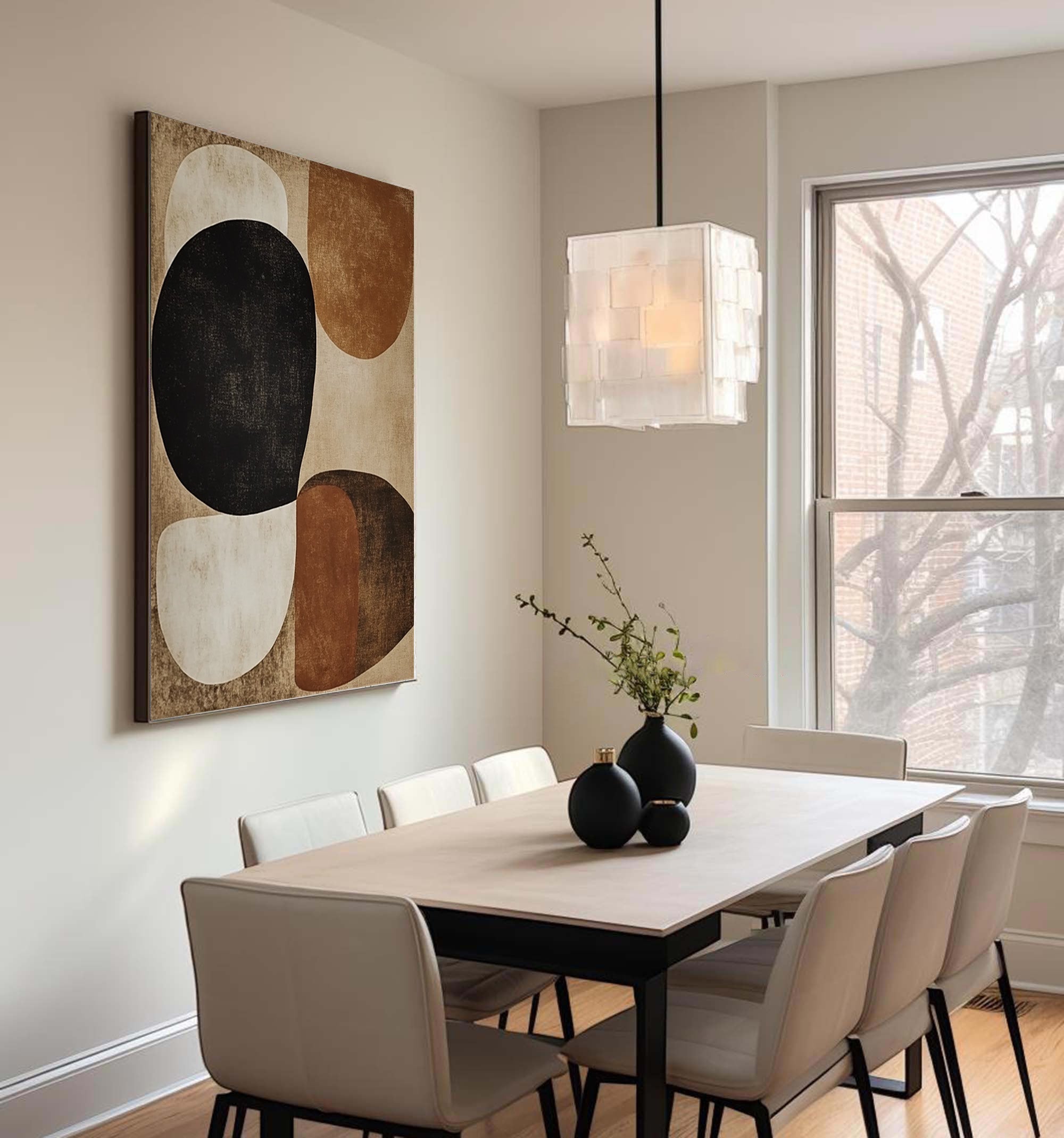 Mid-Century Abstract Painting with Earthy Organic Shapes #BBA 022