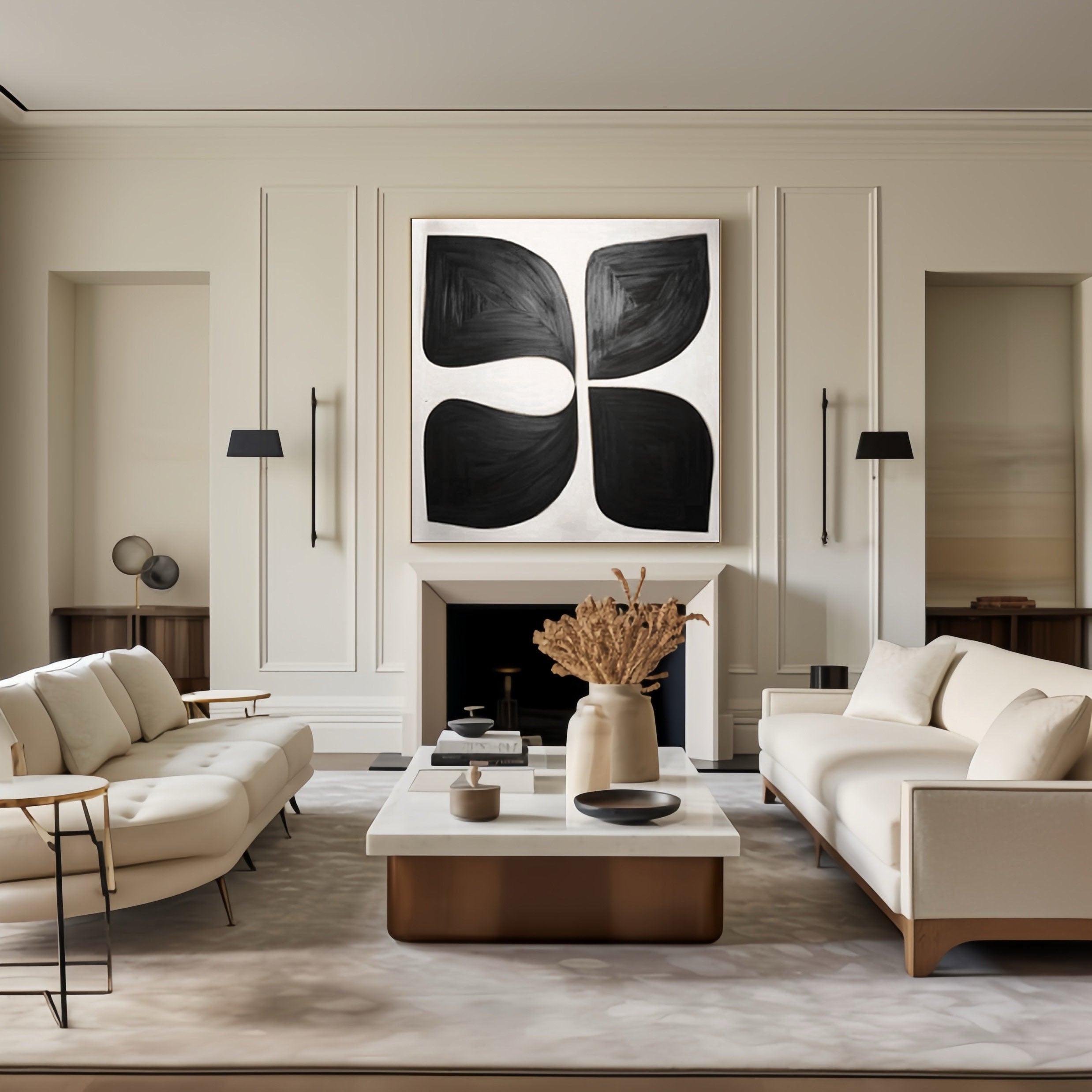 Black and White Abstract Wall Art for Modern Homes #BWA 002