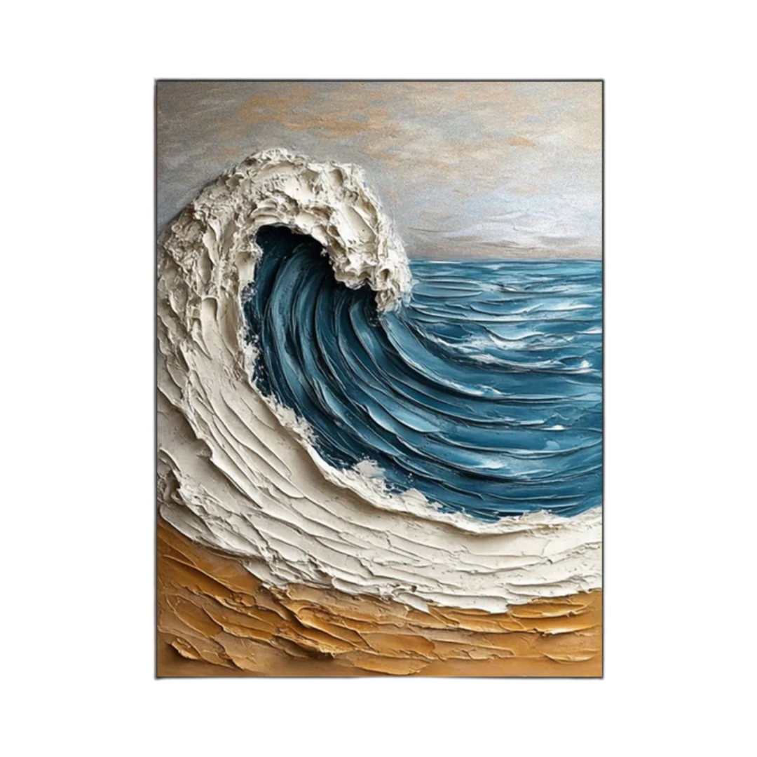 Modern Ocean Wave Canvas Textured Abstract Art for Home Decor #OS 061