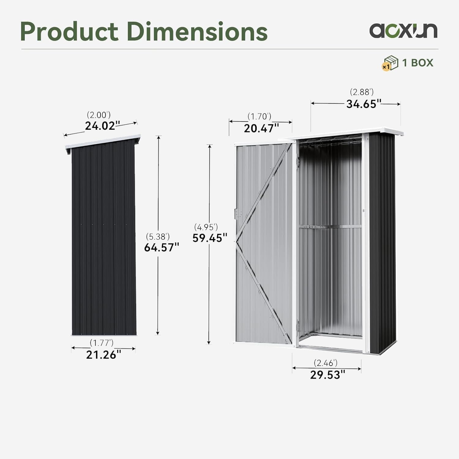 Aoxun 6.2x4 FT Shed Outdoor Storage Shed Metal Garden Shed with Lockable Doors & Slooping Roof Tool Shed Bike Shed for Backyard, Patio, Poolside (Brown)