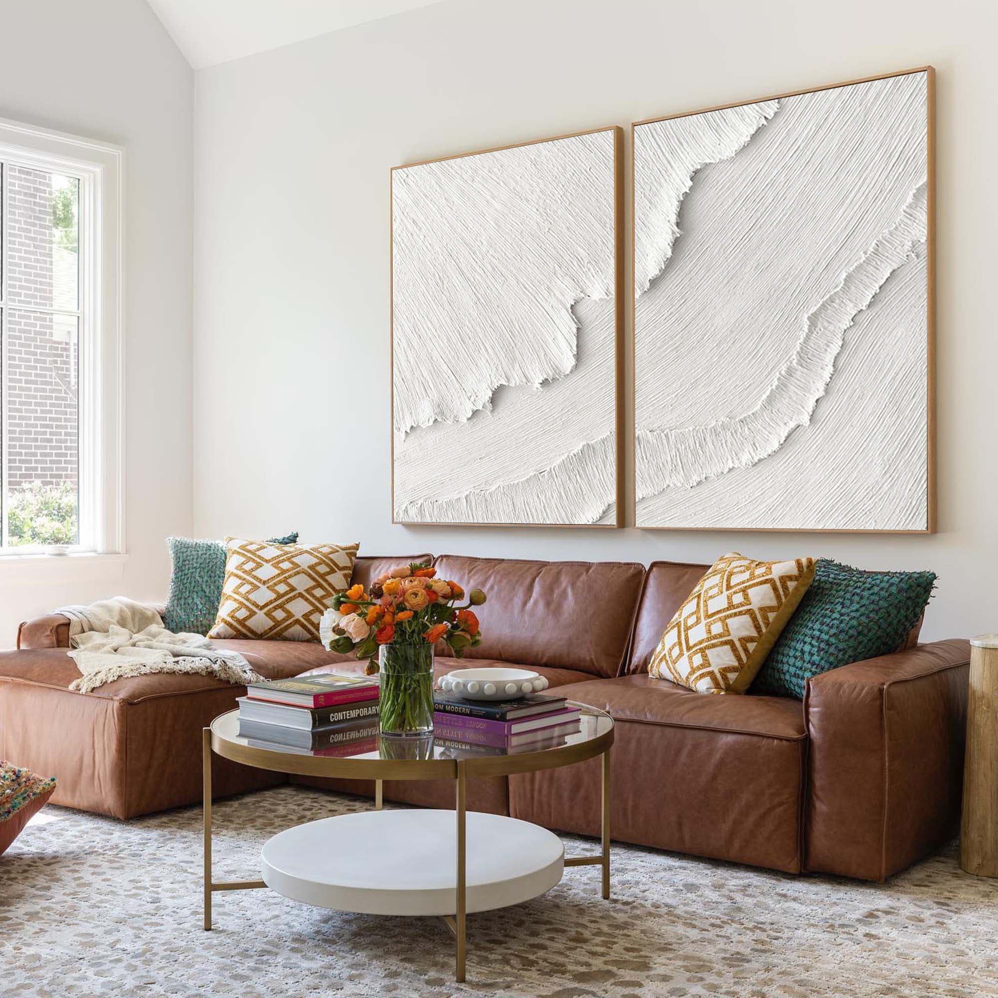 White Plaster 3D Textured Minimalist Abstract Art Wall Decor  SET OF 2 #CXA 015