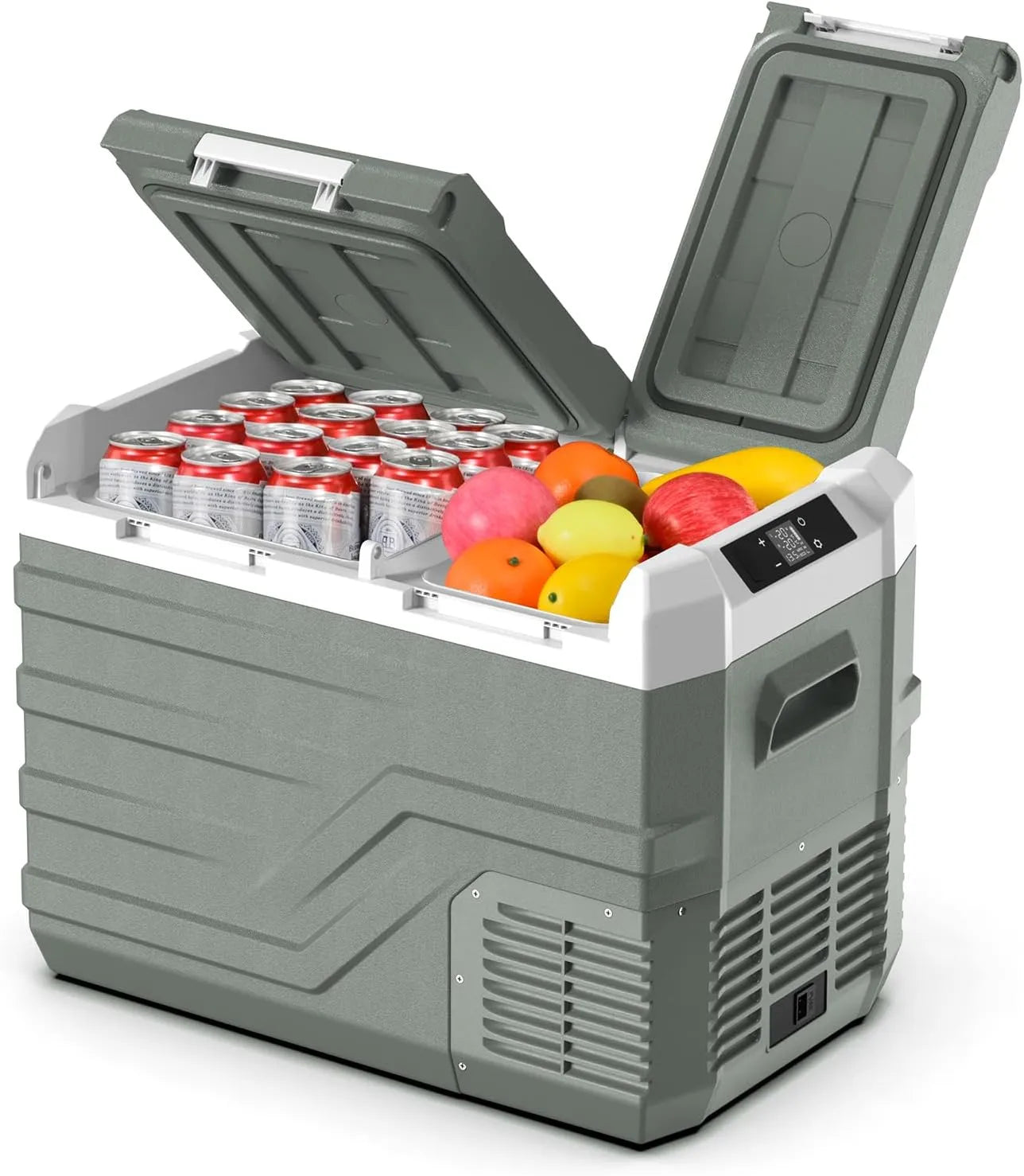 12-volt car refrigerator 46QT. Portable refrigerator freezer compartment, electric freezer compartment, vehicle-mounted portable refrigerator 12/24V DC 100~240V AC Camping RV Camping vehicle portable refrigerator -4℃~68 ℃