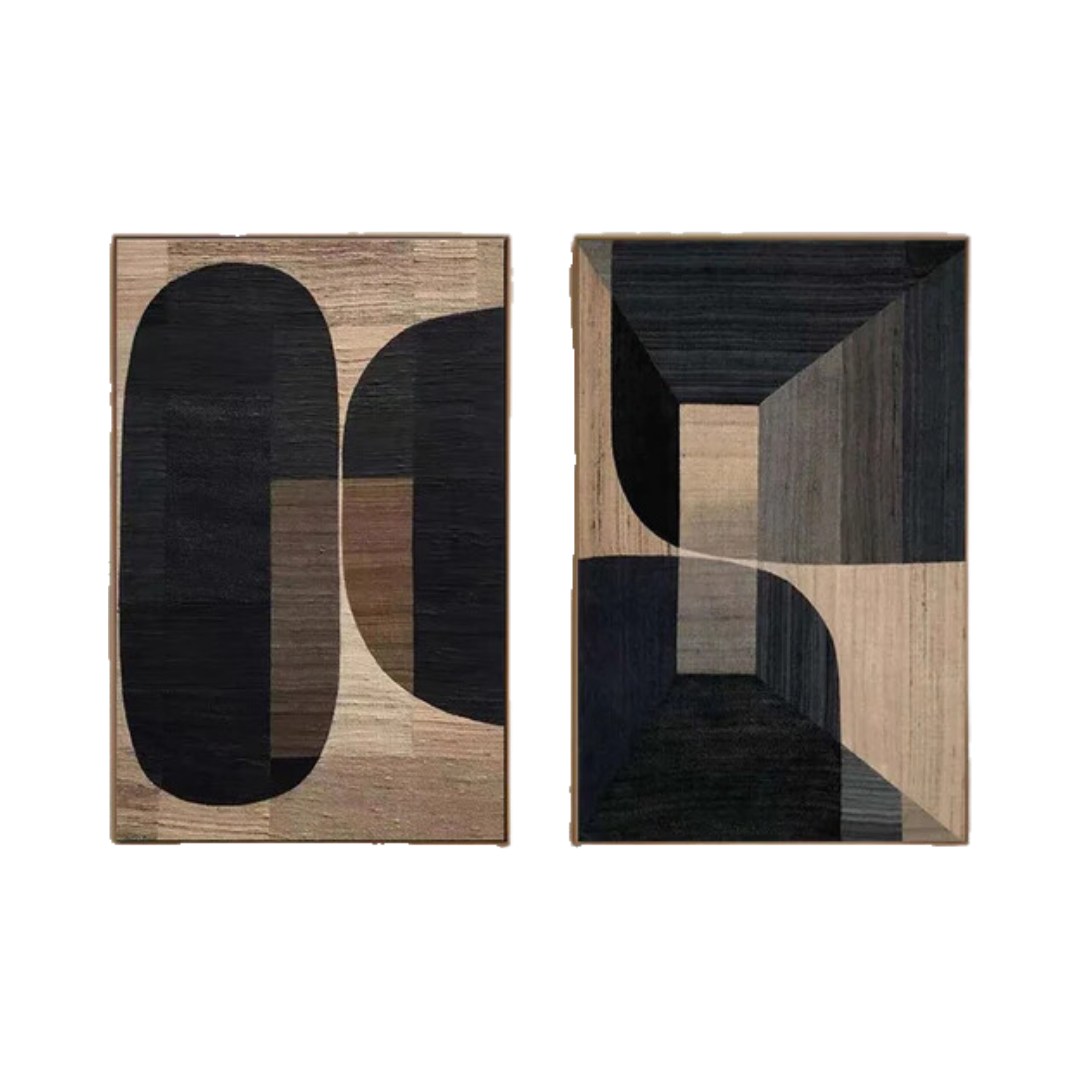 Beige & Brown Abstract Painting SET OF 2 #LL 003