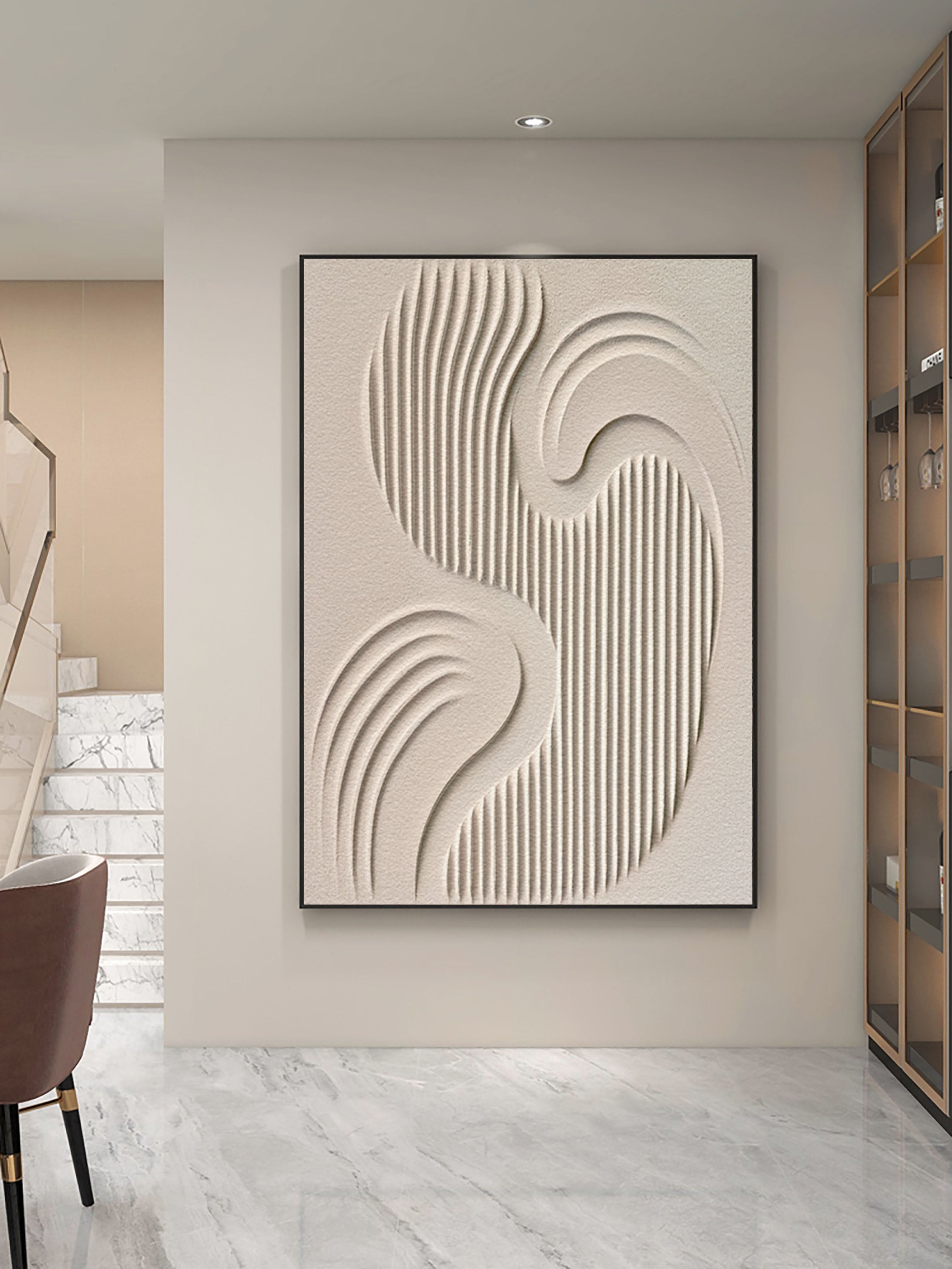 Modern Minimalist Textured Oil Painting Elegant Living Room Decor #BBM 010
