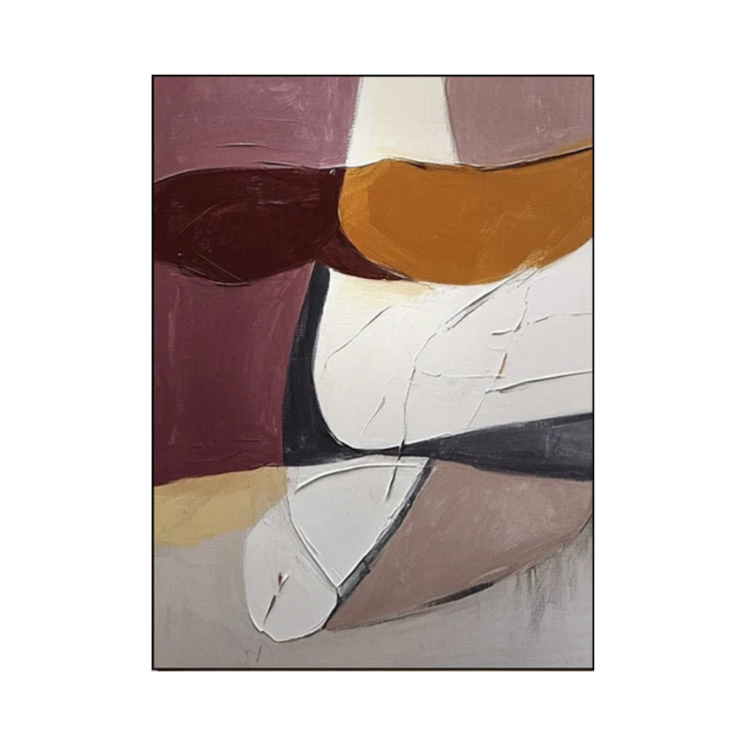 Abstract Oil Painting in Earthy Tones Unique Modern Wall Decor #BBA 023