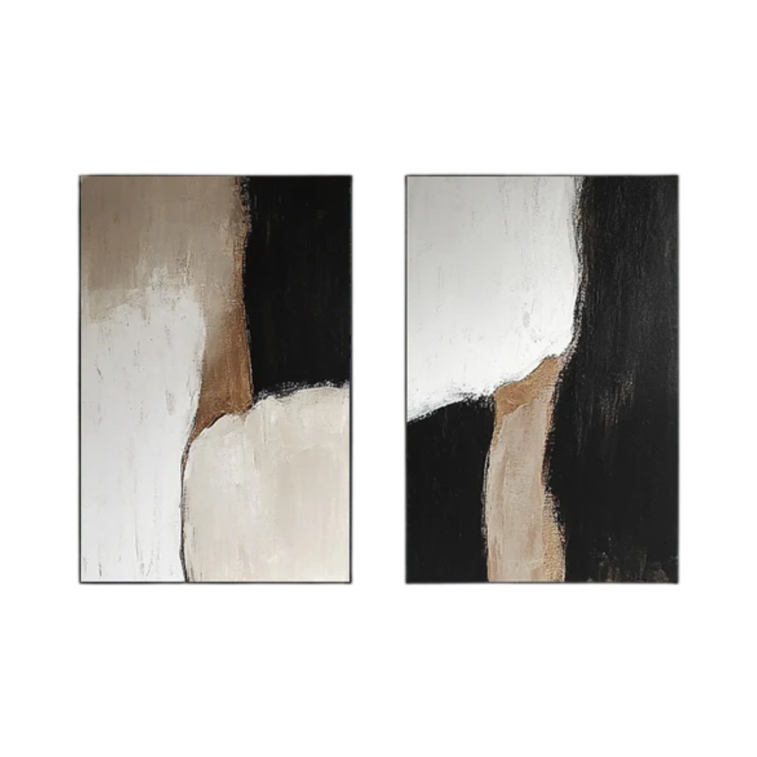 Elegant Neutral-Toned Abstract Wall Art Duo for Home Decor #BAS 002