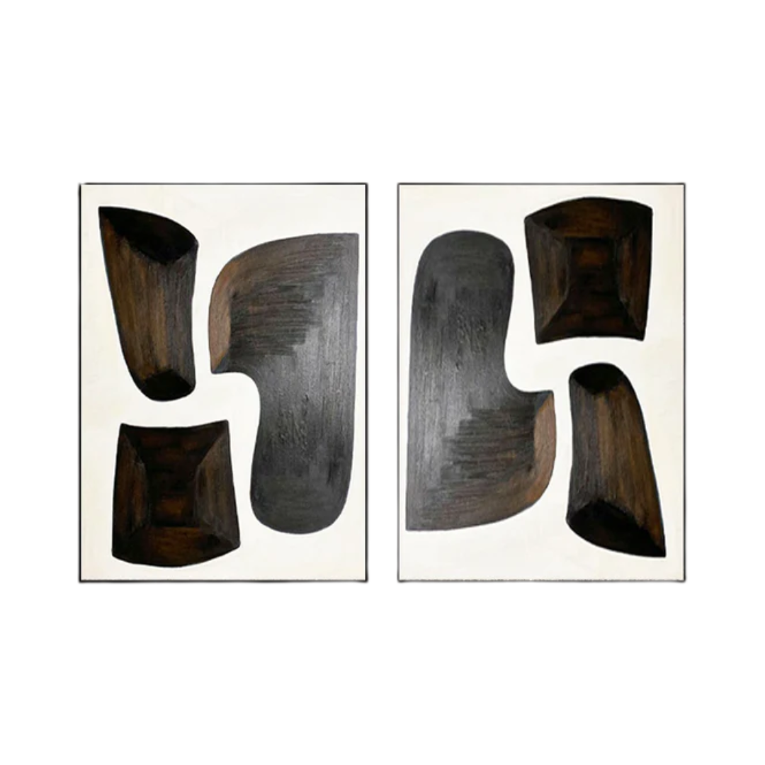 Large Black and White Abstract Canvas Art #BAS 001