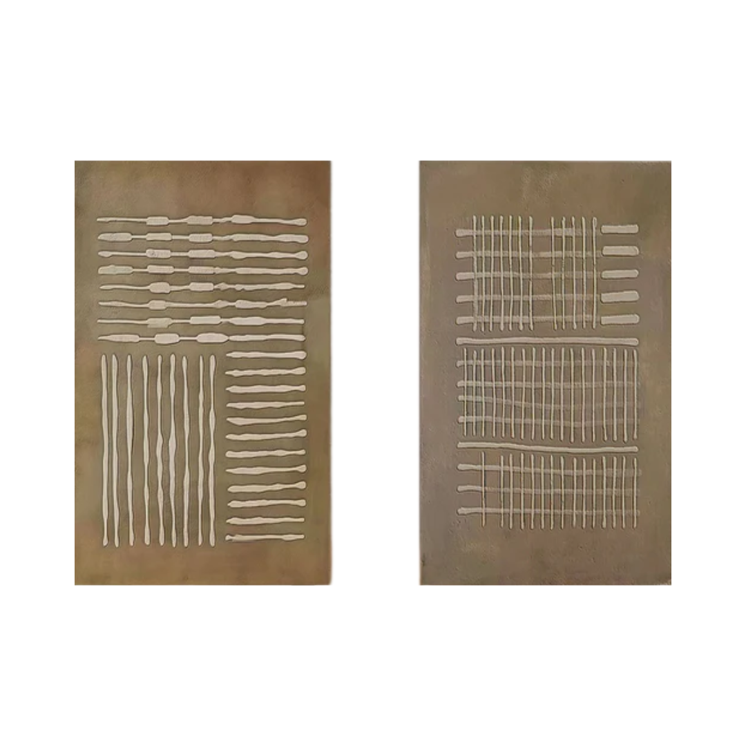 Beige & Brown Abstract Painting SET OF 2 #AVG 014