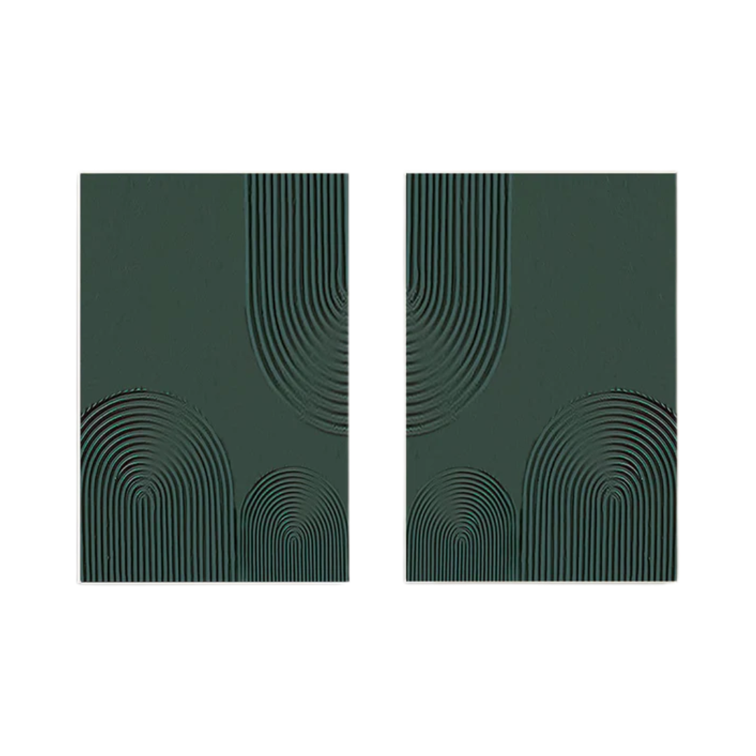 Geometric Style Wall Art  Modern Teal Oil Painting  SET OF 2 #BGS 003