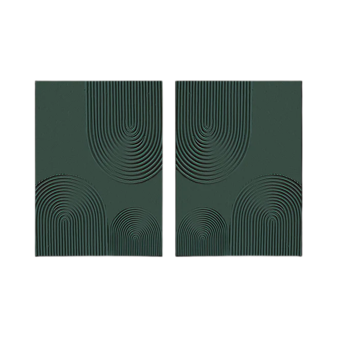 Geometric Style Wall Art  Modern Teal Oil Painting  SET OF 2 #BGS 002