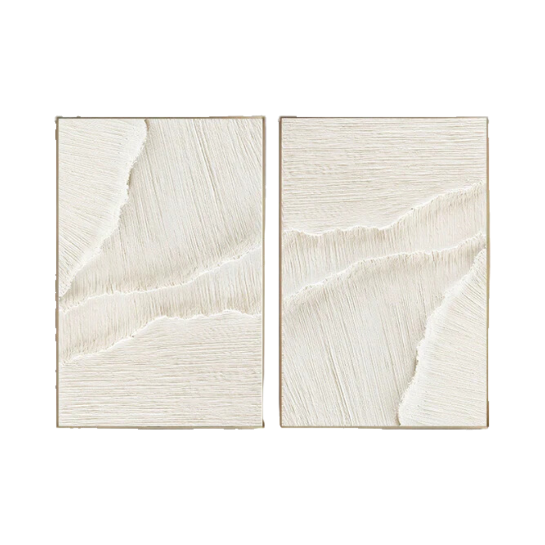 White Beige Minimalist Abstract Painting SET OF 2 #AVG 028