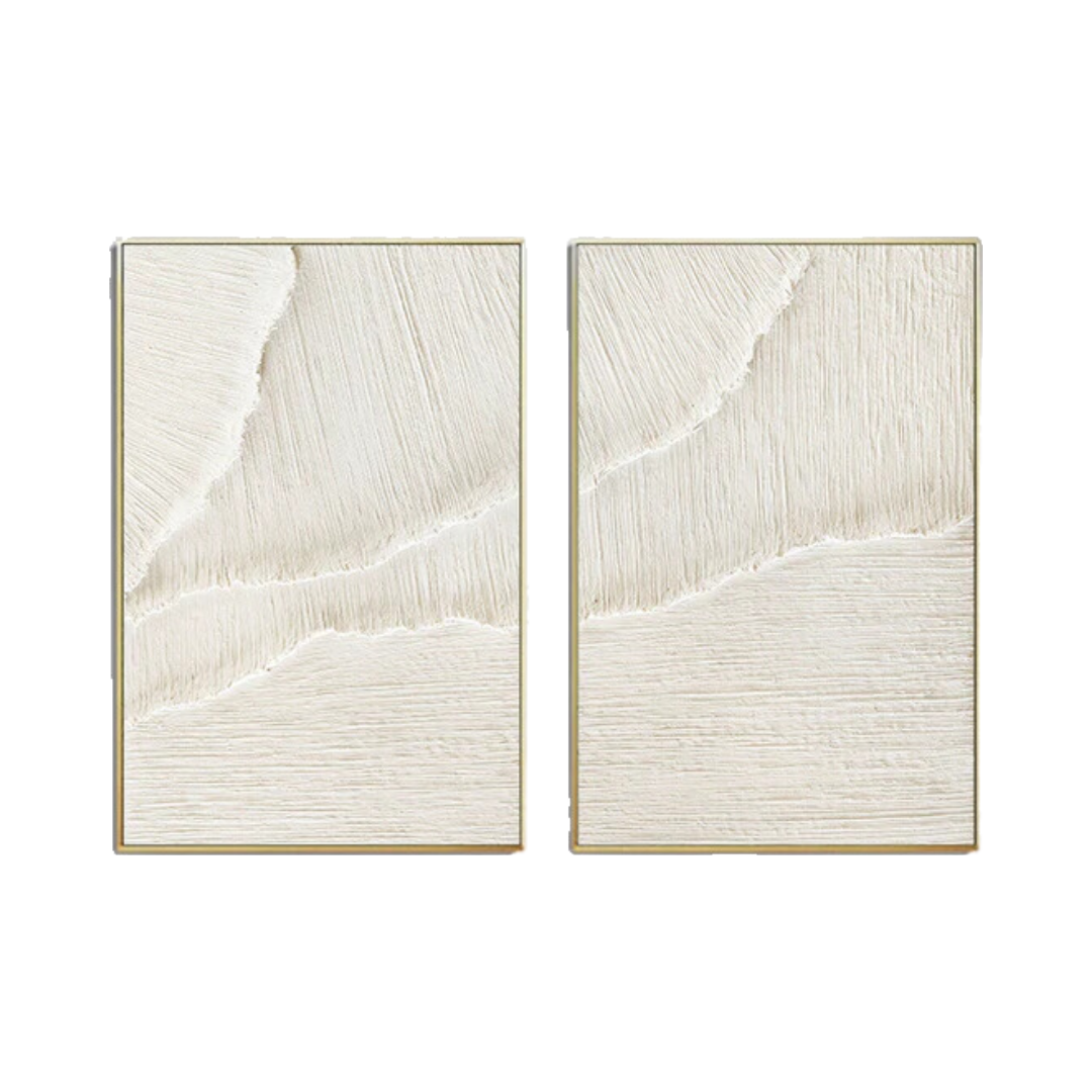 White Beige Minimalist Abstract Painting SET OF 2 #AVG 027