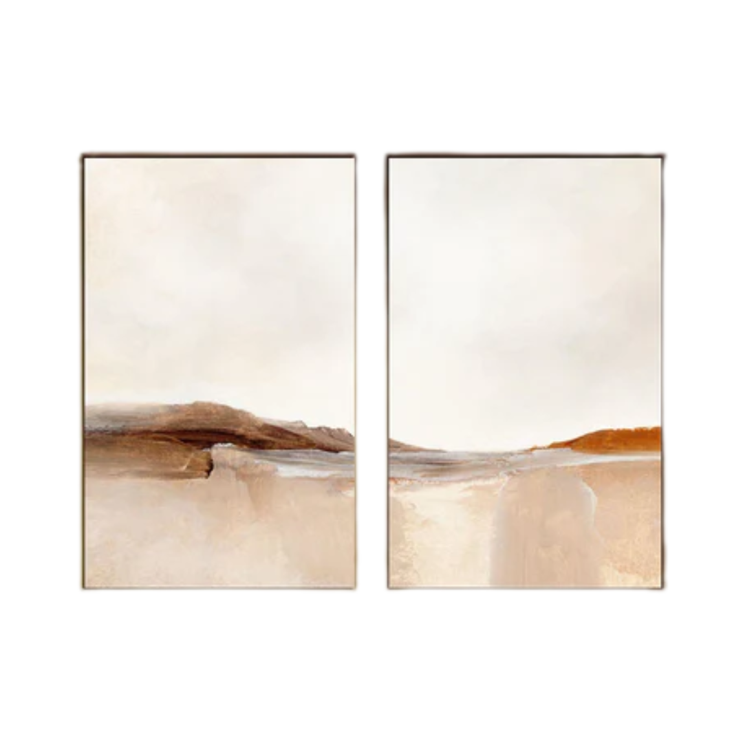 Beige & Brown Abstract Painting SET OF 2 #AVG 036