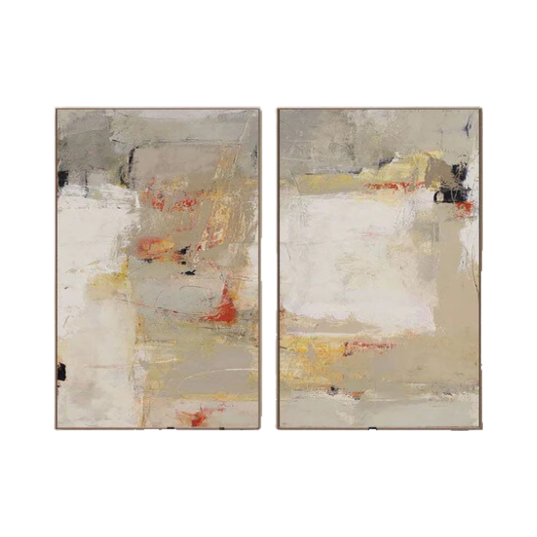 Beige & Brown Abstract  Painting SET OF 2 #AVG 031