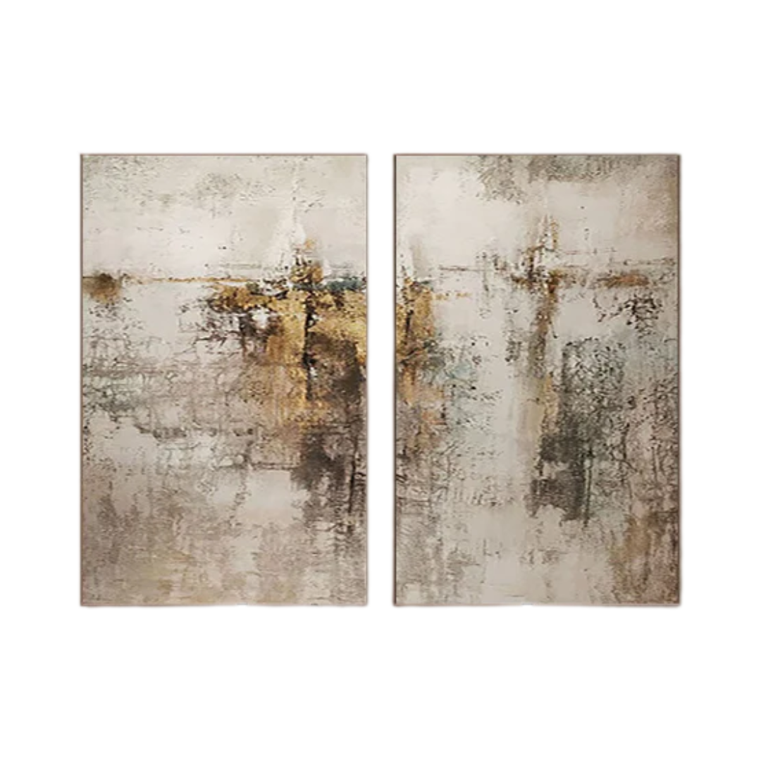 Beige & Brown Abstract  Painting SET OF 2 #AVG 030