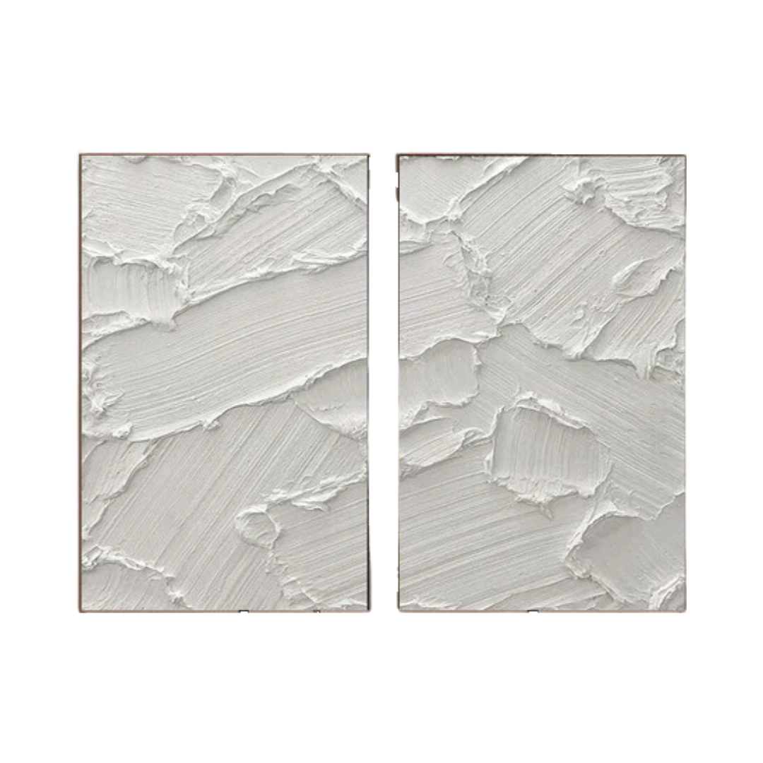 White Minimalist Abstract Painting SET OF 2 #AVG 026