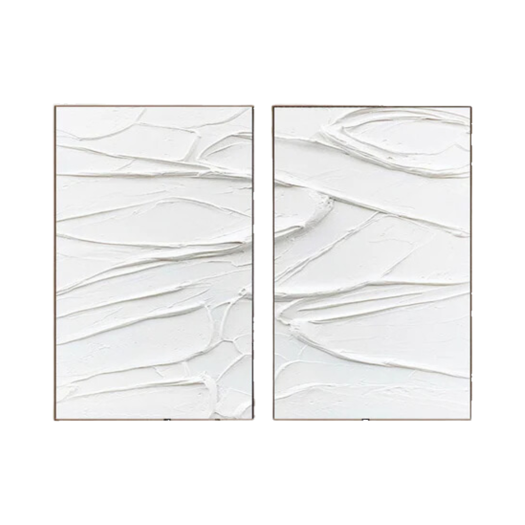 White Minimalist Abstract Painting SET OF 2 #AVG 025