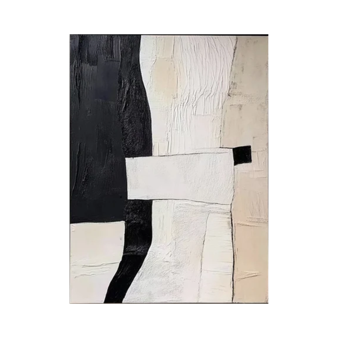 Monochrome Mastery Elegant Black & White Abstract Canvas #BWA 009