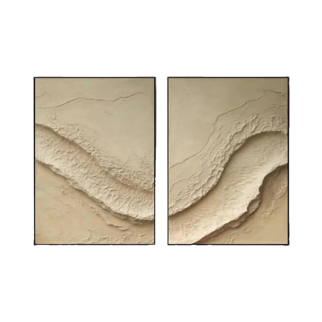 Beige Abstract Texture Art Set for Living Room Decor #BBS 005