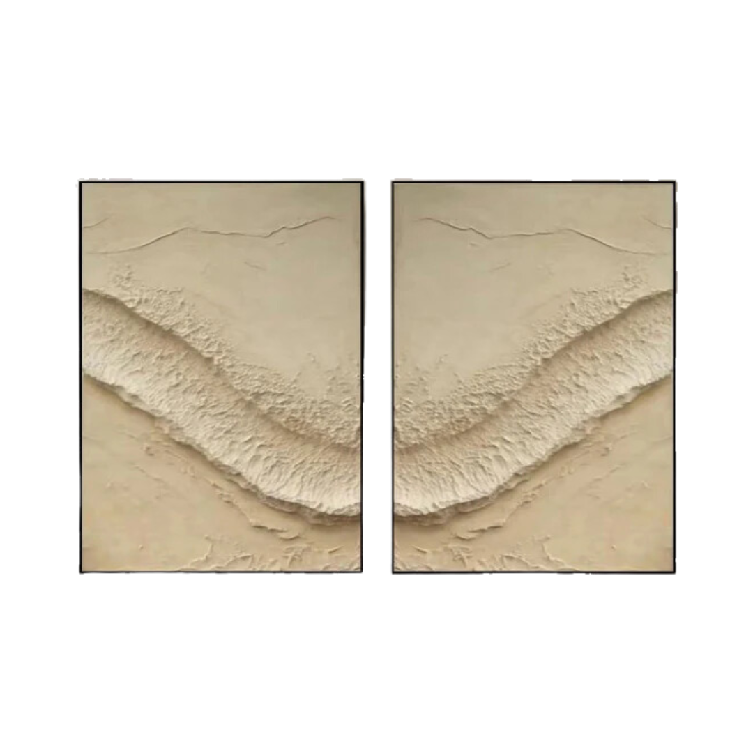 Beige Abstract Texture Art Set for Living Room Decor #BBS 004