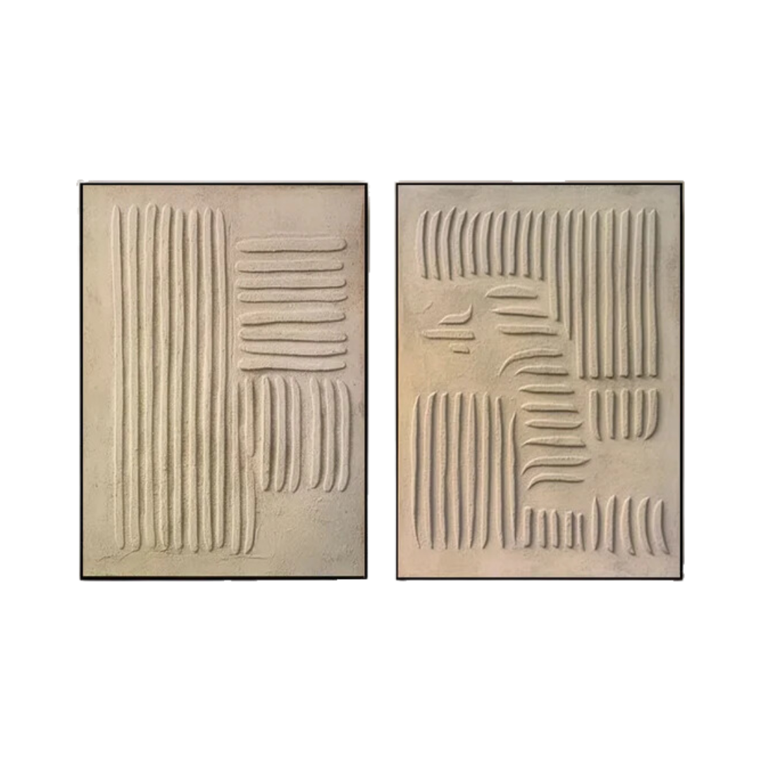 Modern Beige Texture Canvas Wall Art Duo Set Of 2 #BBS 002
