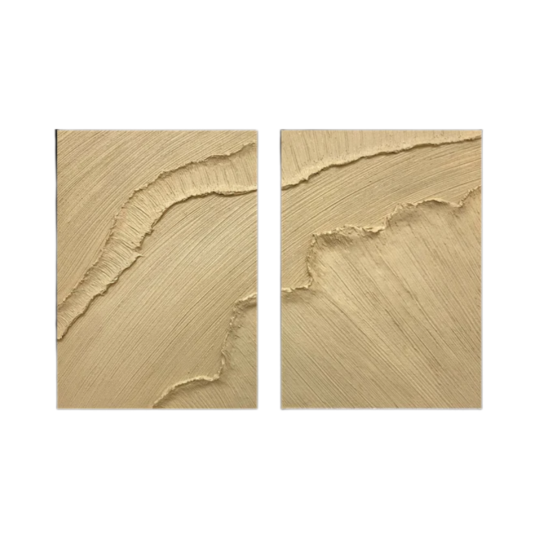 Modern Beige Texture Canvas Wall Art Duo Set Of 2 #BBS 001