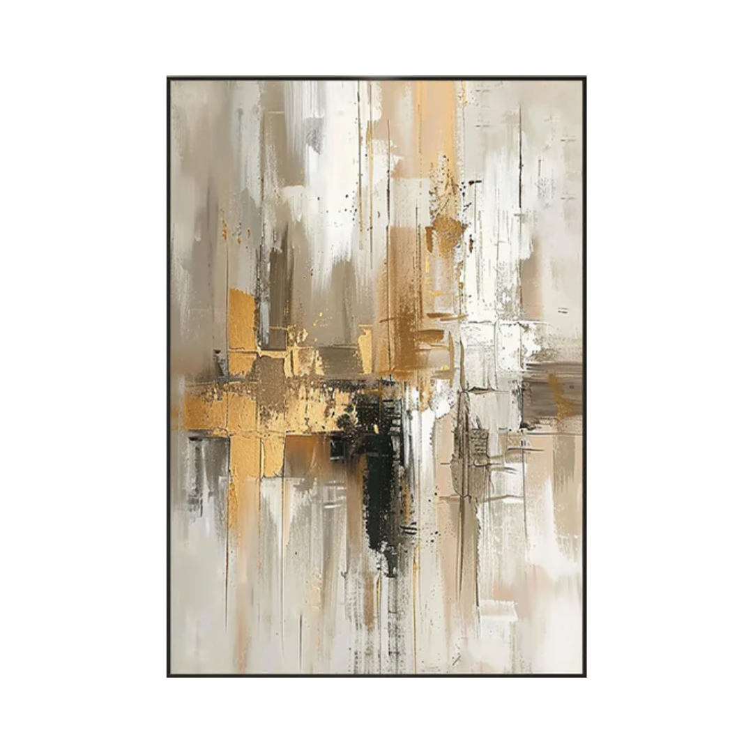 Neutral and Gold Abstract Art Oil Painting for Living Room #BBA 015