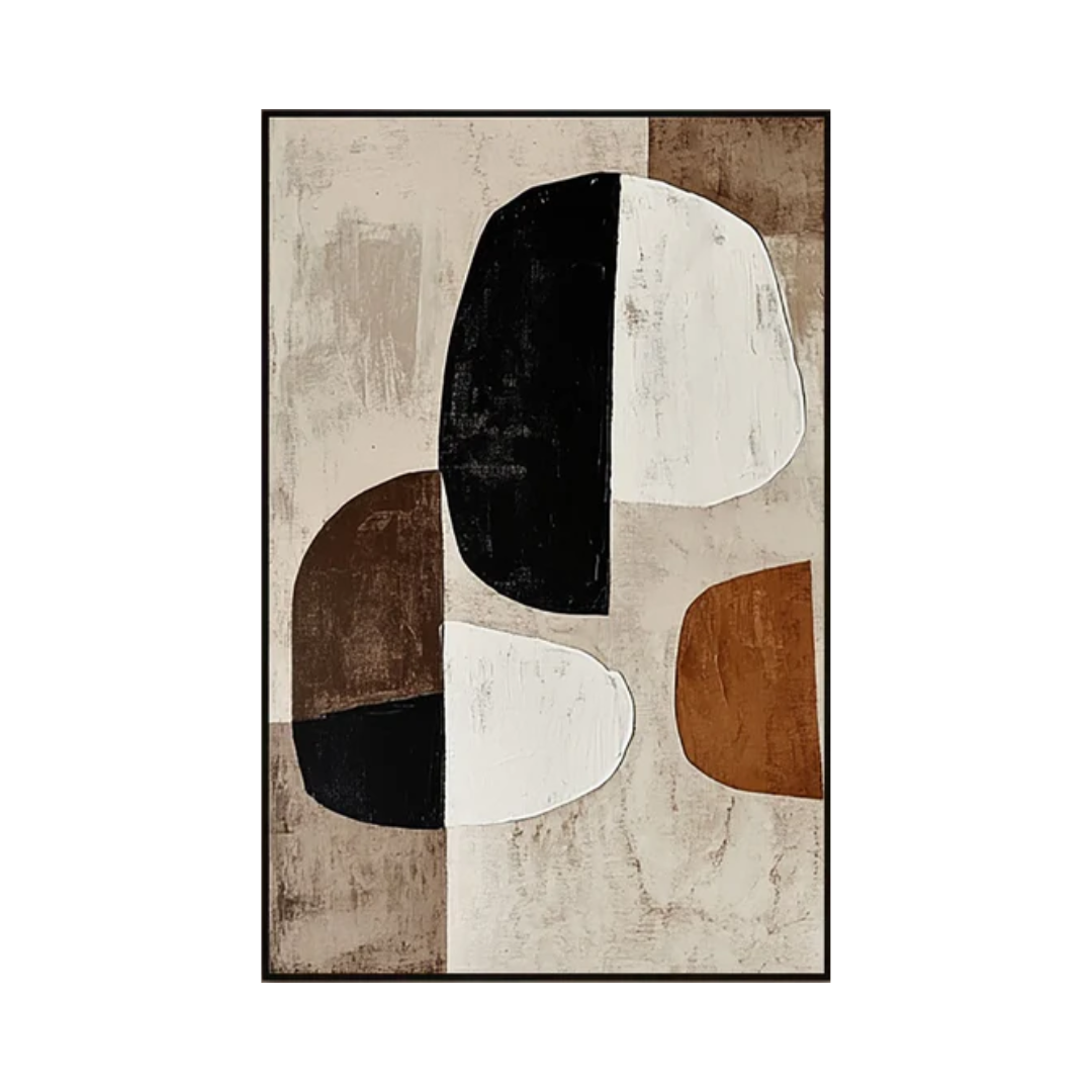 Geometric Abstract Painting with Earthy Organic Shapes for Modern Decor #BBA 024